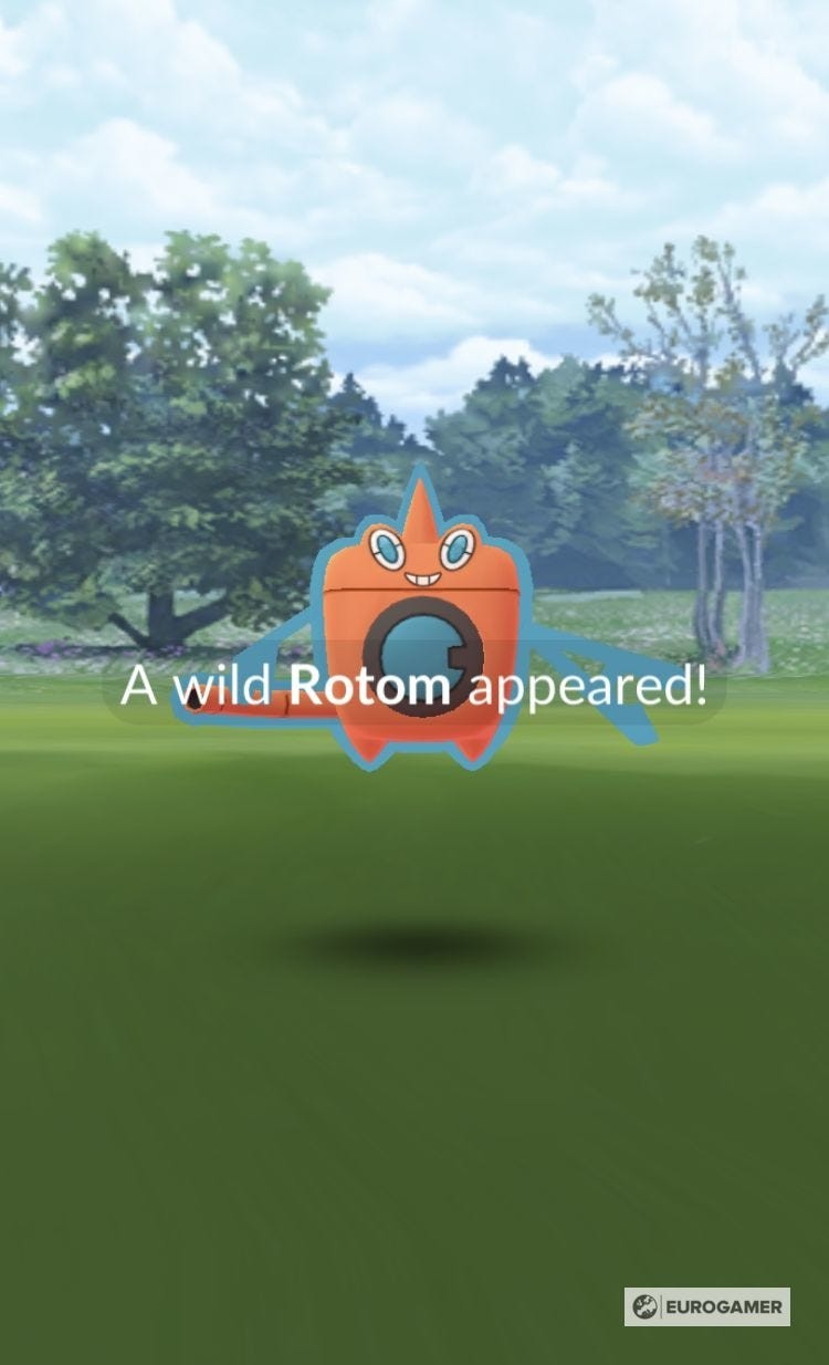 Giao diện bắt Rotom dạng Wash trong Pokémon Go