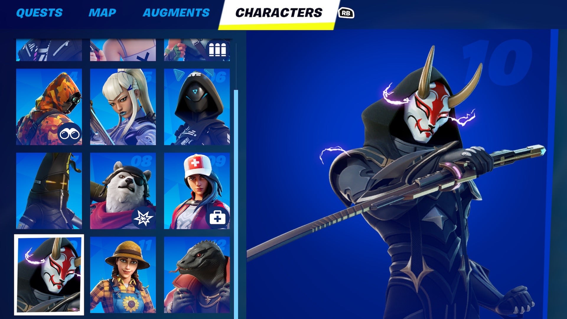 Giao diện Character Collection trong Fortnite