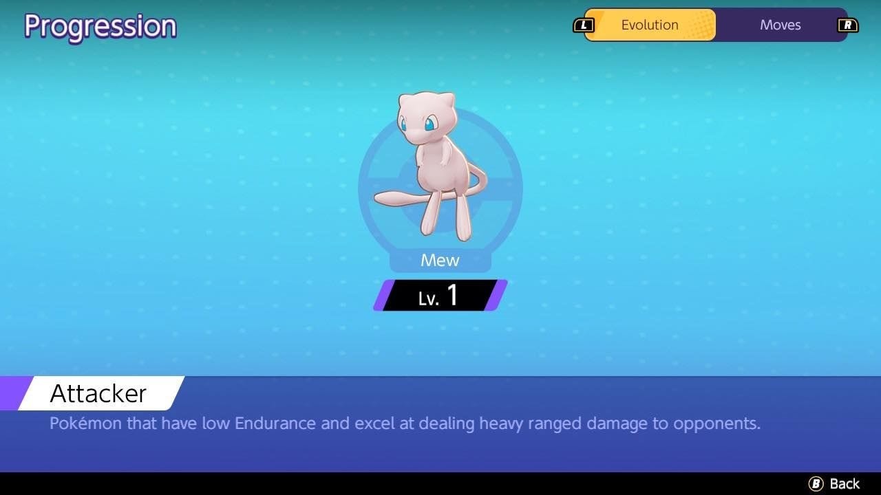 Giao diện chọn kỹ năng của Mew với Move Reset