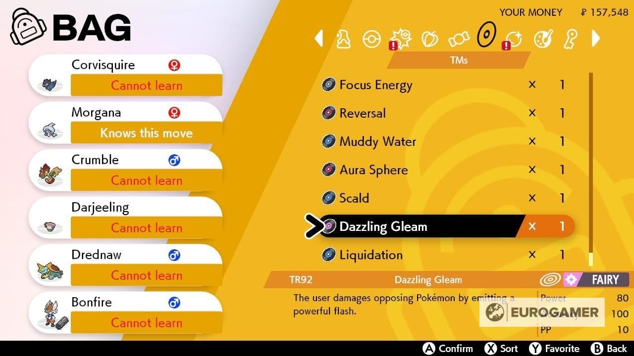 Giao diện chọn Pokémon để dạy chiêu thức từ TR