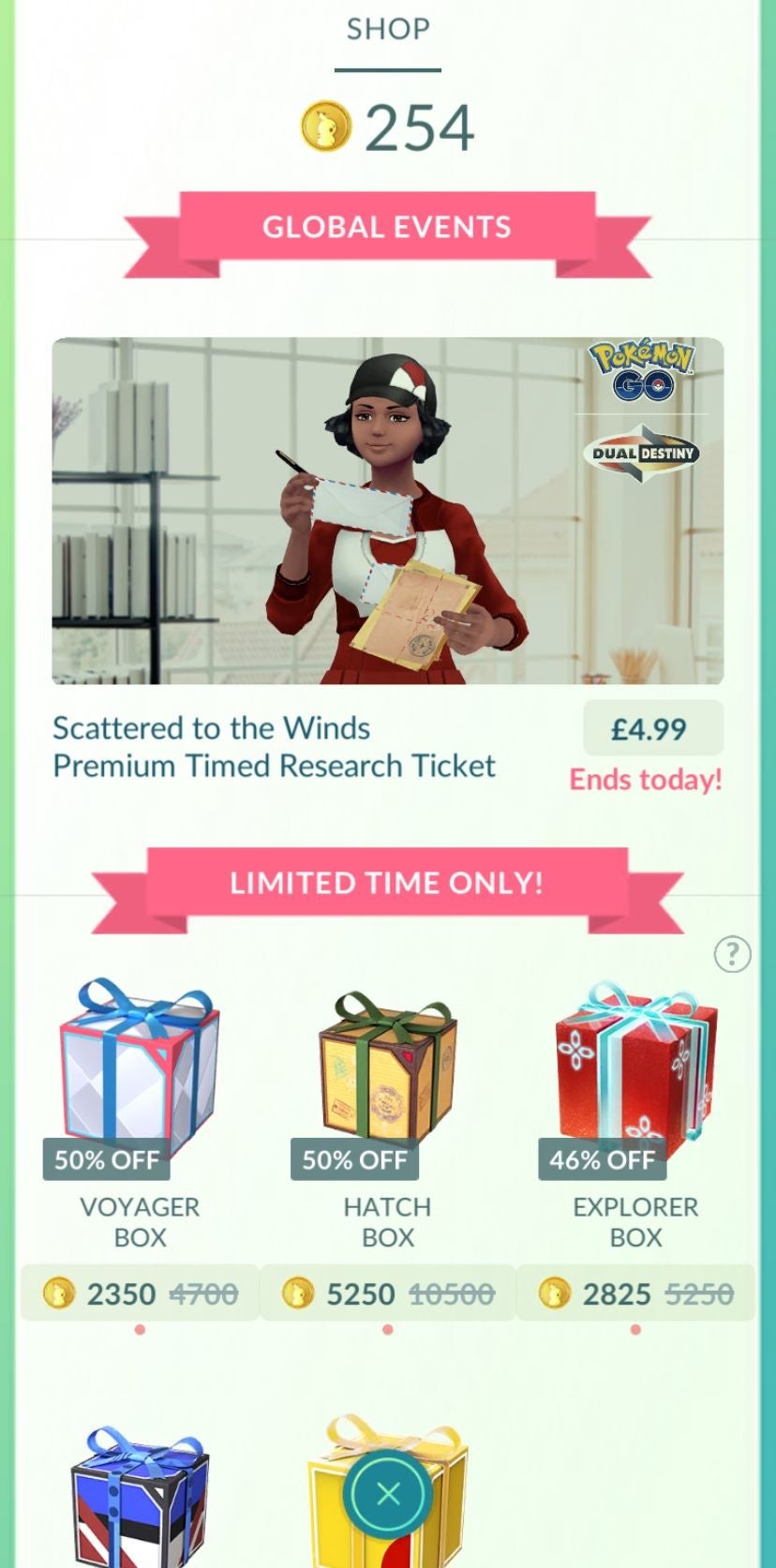 Giao diện cửa hàng trong game Pokémon Go để mua vé sự kiện