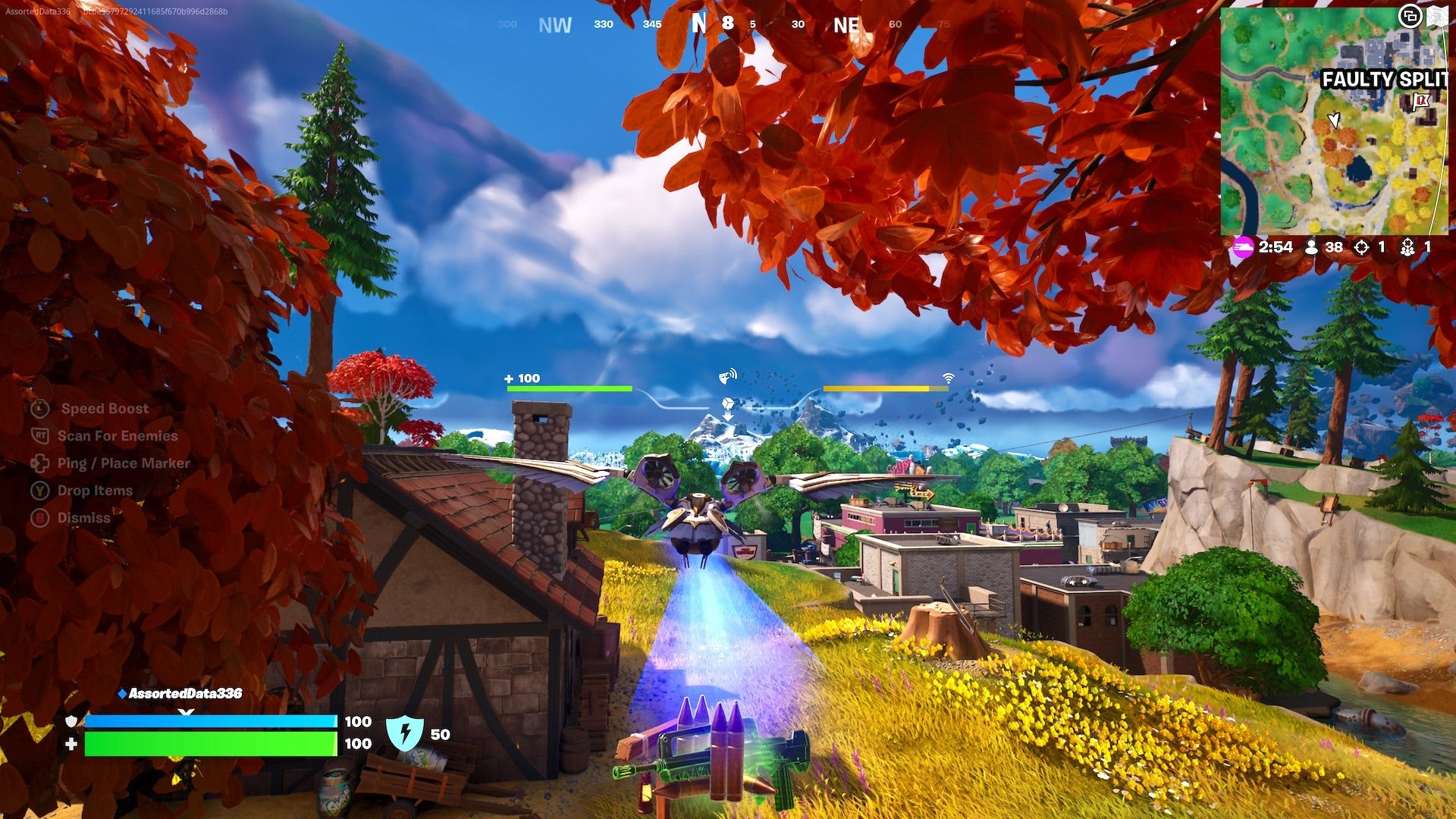 Giao diện điều khiển chi tiết của Falcon Scout trong Fortnite hiển thị các nút chức năng