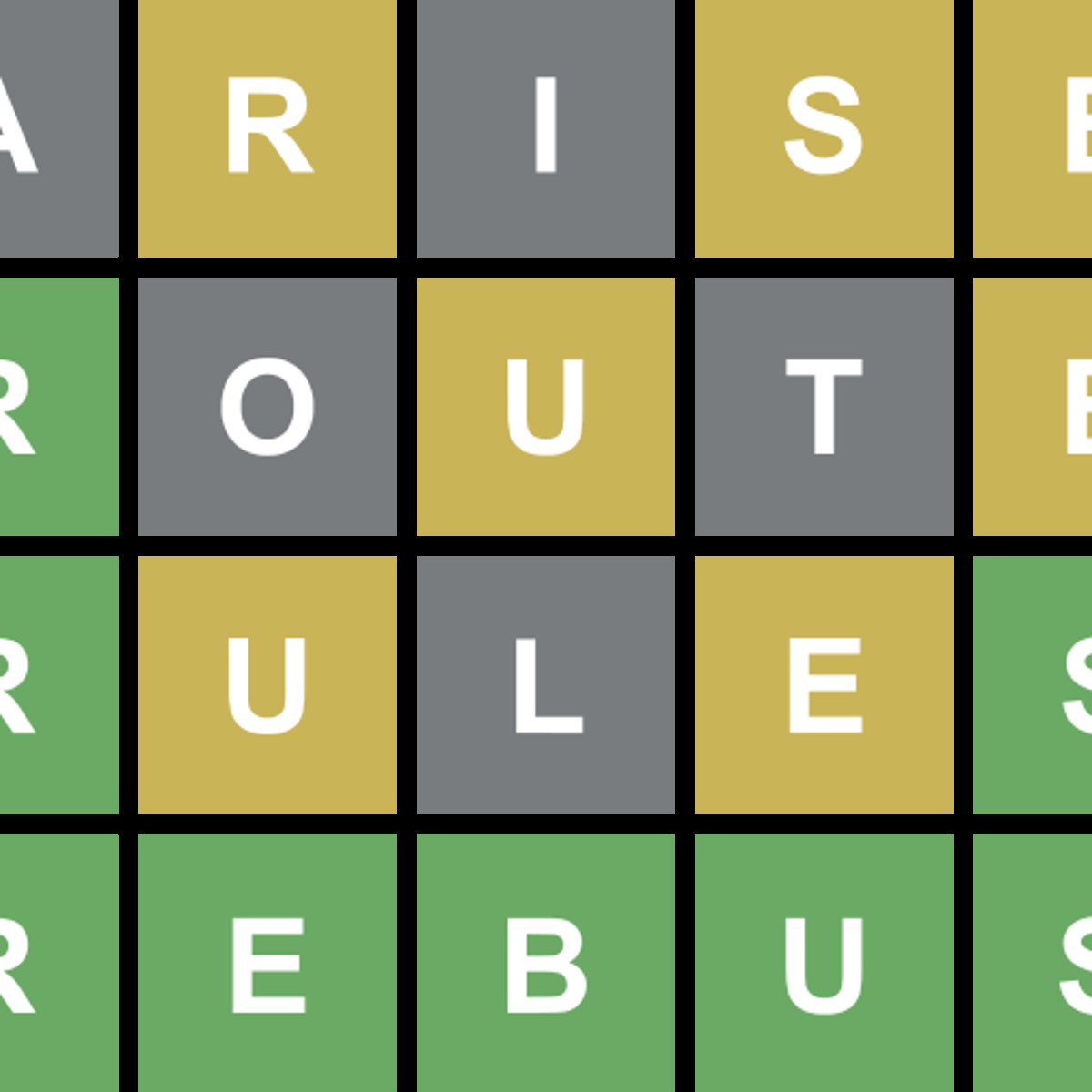 Giao dien game doan chu Wordle voi cac o chu cai mau xanh vang xam