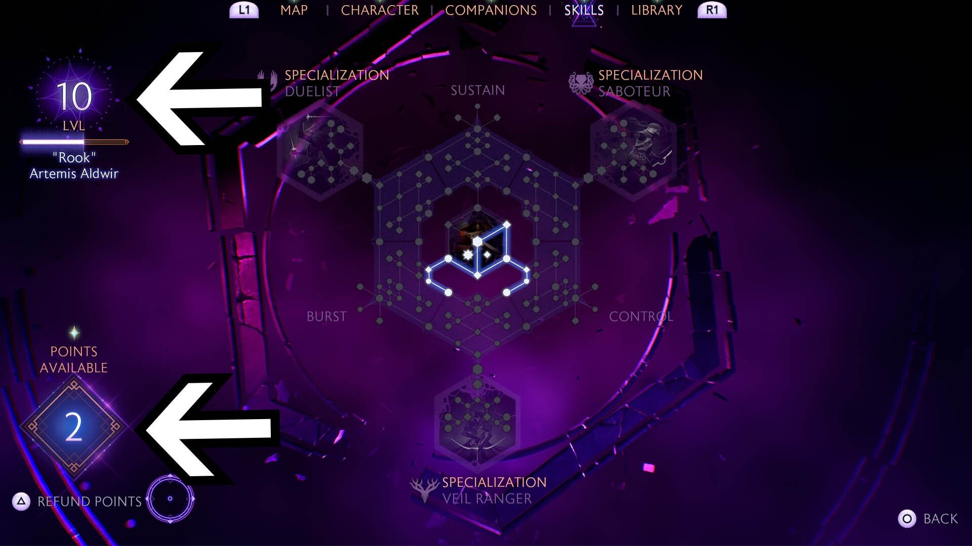 Giao diện kỹ năng của Rook hiển thị cấp độ và điểm kỹ năng hiện có trong Dragon Age The Veilguard