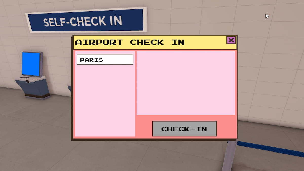 Giao diện máy tự check-in vé máy bay đi Paris tại Berry Avenue