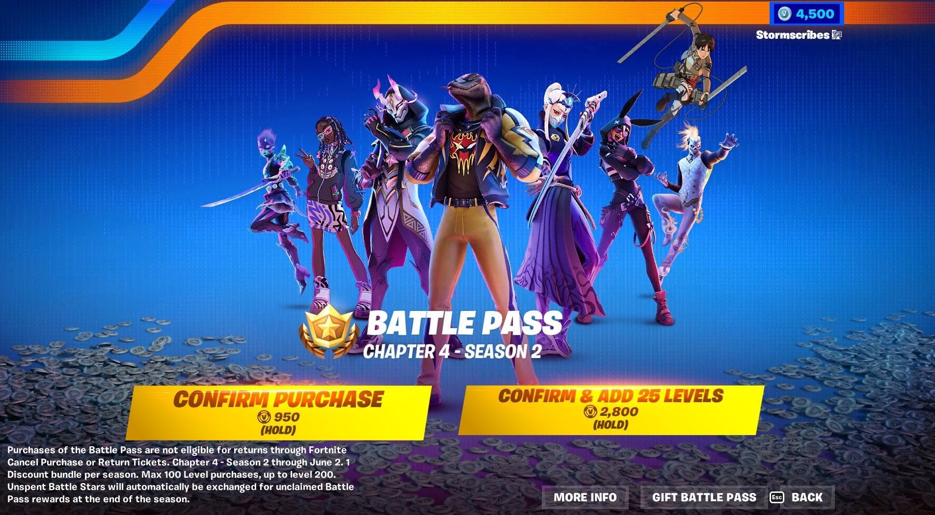 Giao diện mua Battle Pass Fortnite với V-Bucks