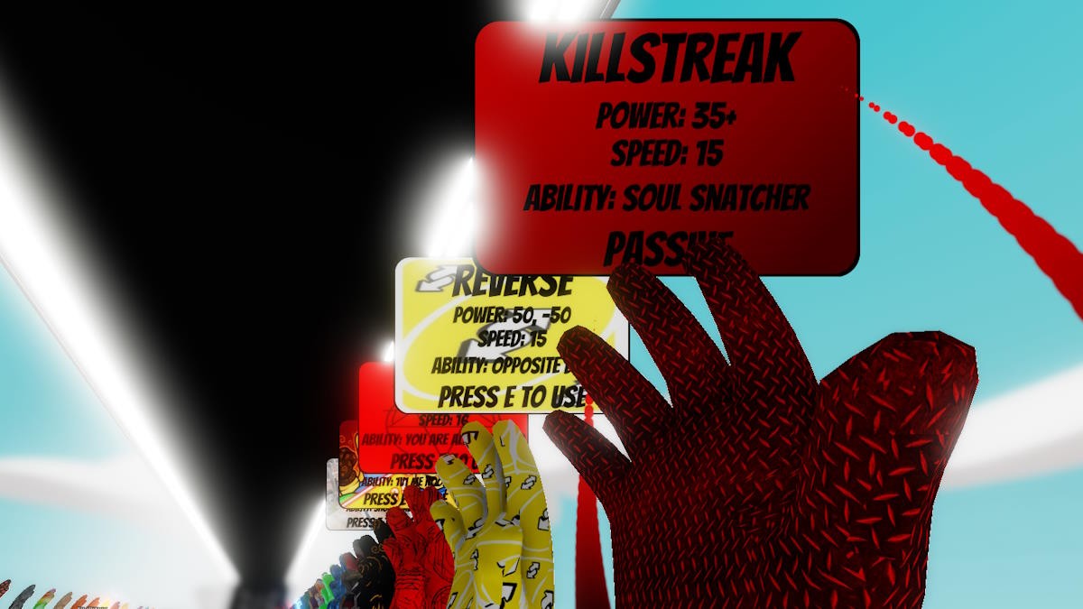Giao diện mua găng tay Killstreak trong Slap Battles