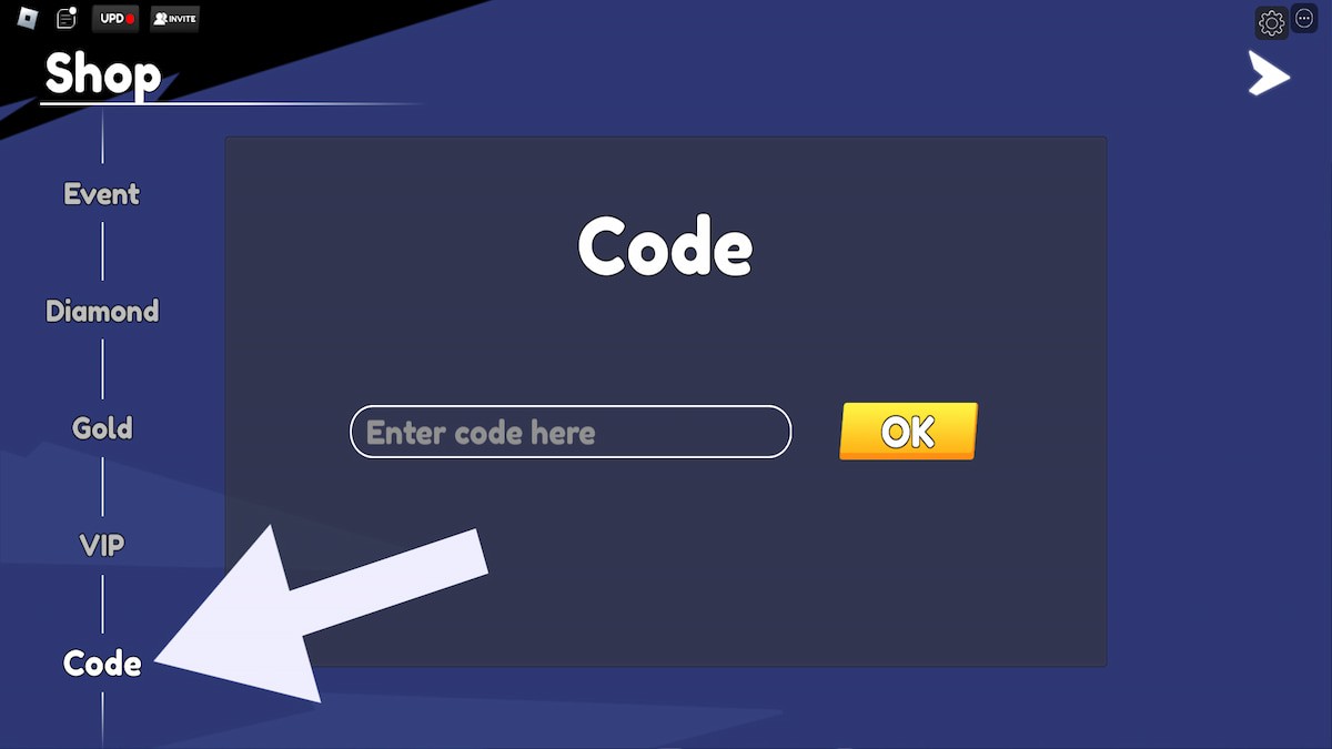 Giao diện nhập mã code trong Skibidi Toilet Battle Boom