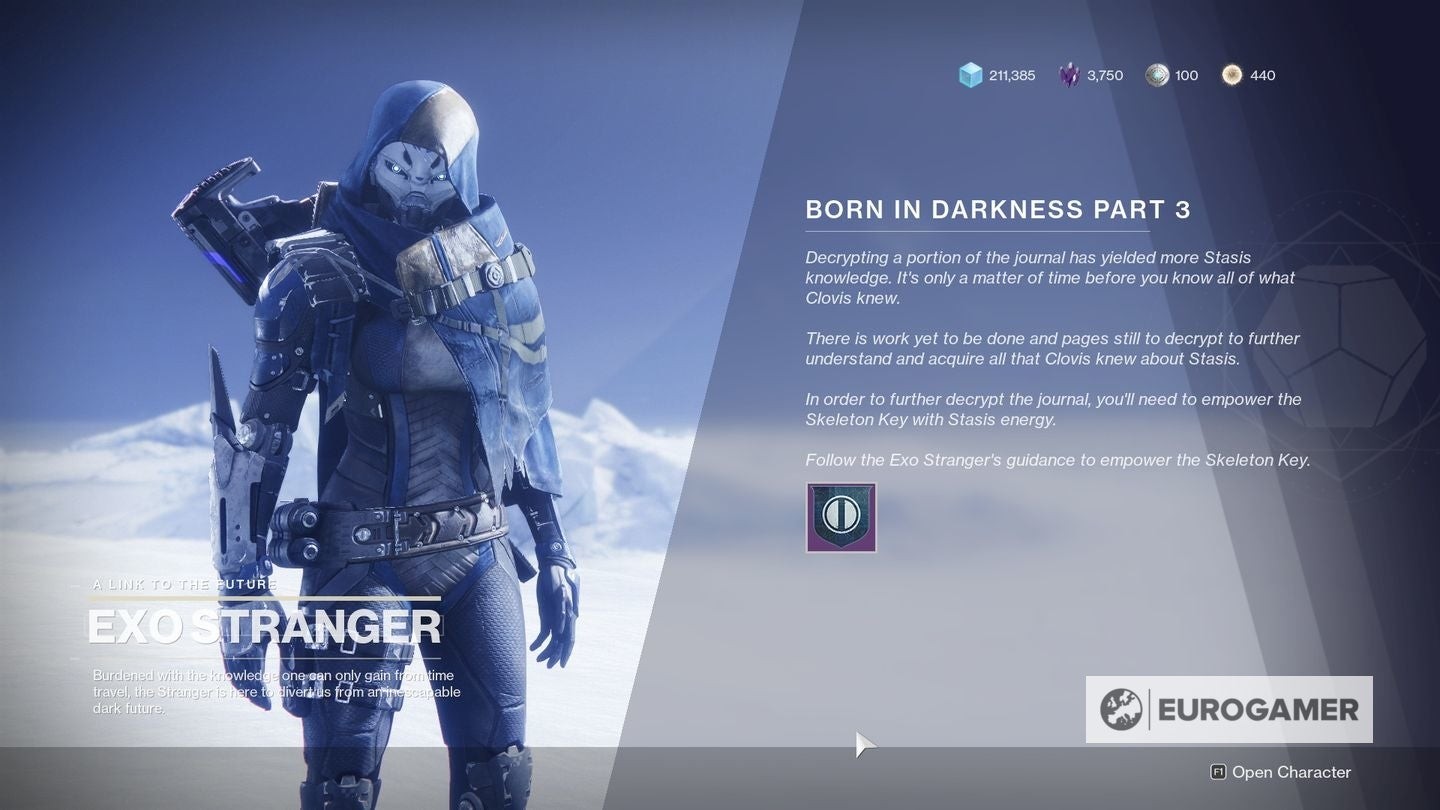 Giao diện nhiệm vụ Born in Darkness Part 3 yêu cầu hạ gục Vex và Fallen