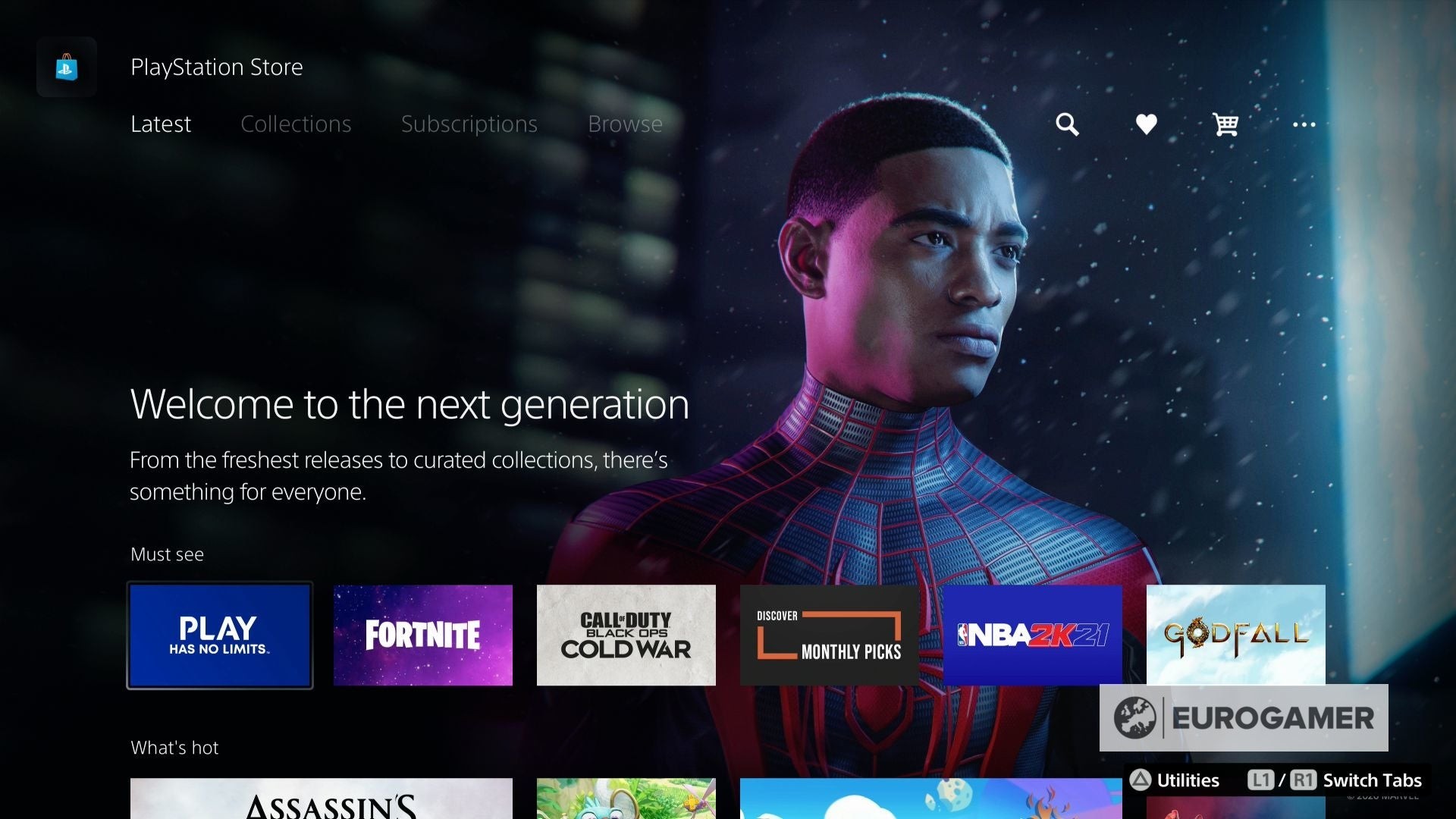 Giao diện PlayStation Store trên PS5 sau khi nhấn xuống.