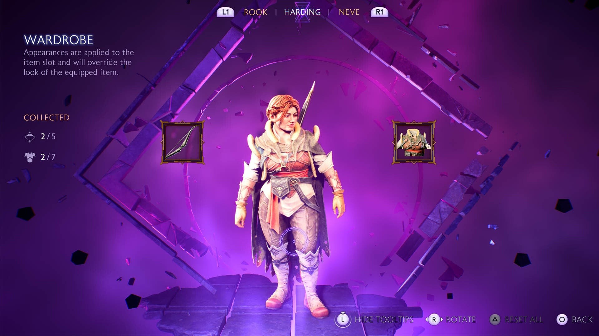 Giao diện Tủ đồ transmog cho bạn đồng hành Harding trong Dragon Age The Veilguard