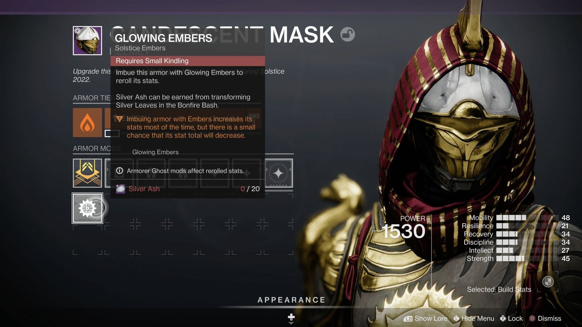 Giao diện túi đồ Destiny 2 hiển thị số lượng Lá Bạc người chơi đang sở hữu