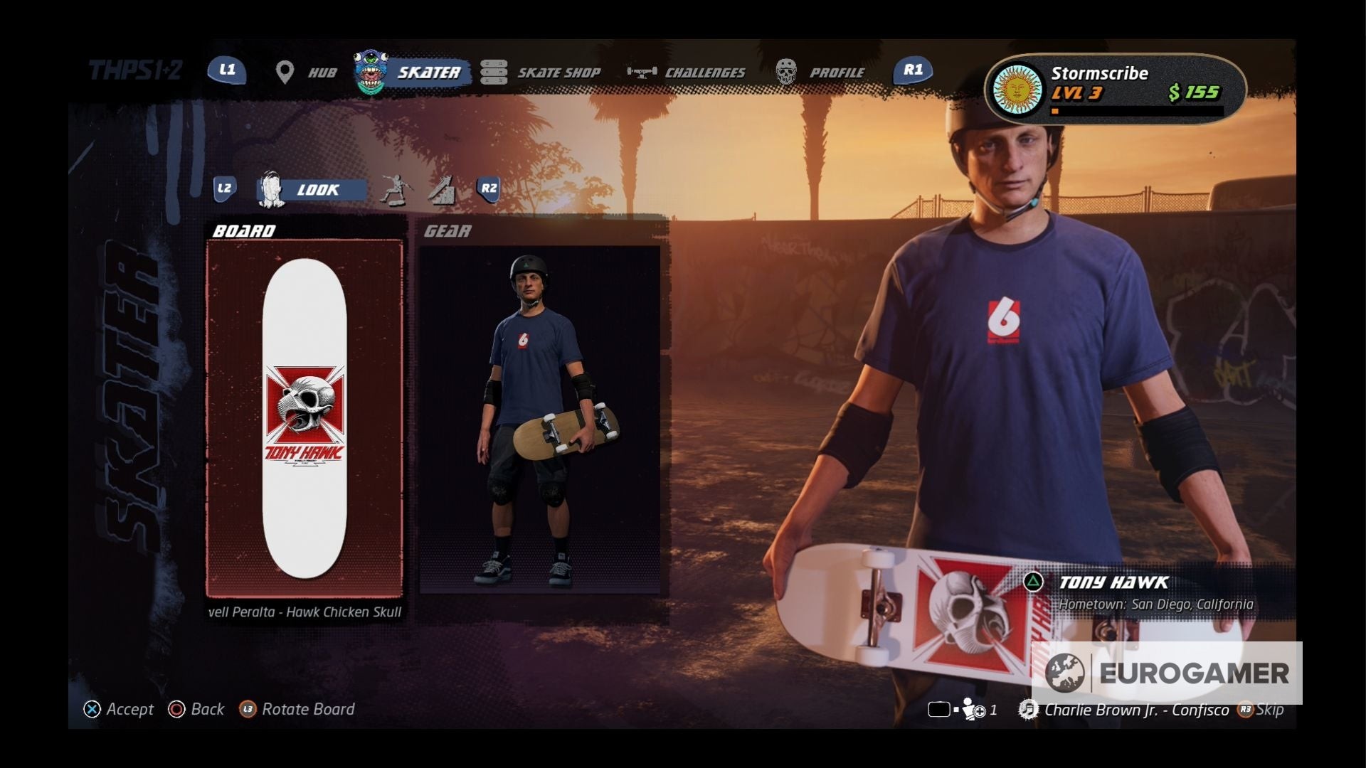 Giao diện tùy chỉnh trang phục cho skater trong game