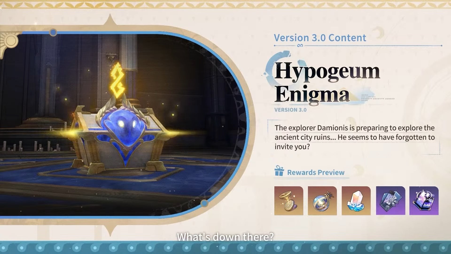 Giao diện và phần thưởng sự kiện Hypogeum Enigma Honkai Star Rail 3.0