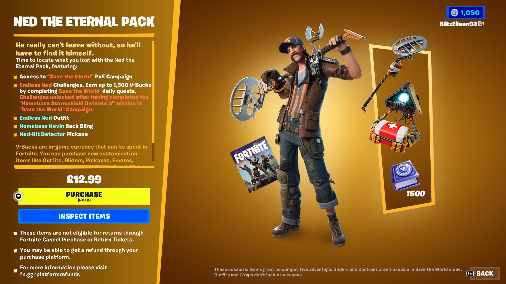 Gói Ned the Eternal bao gồm quyền truy cập chế độ Save the World Fortnite