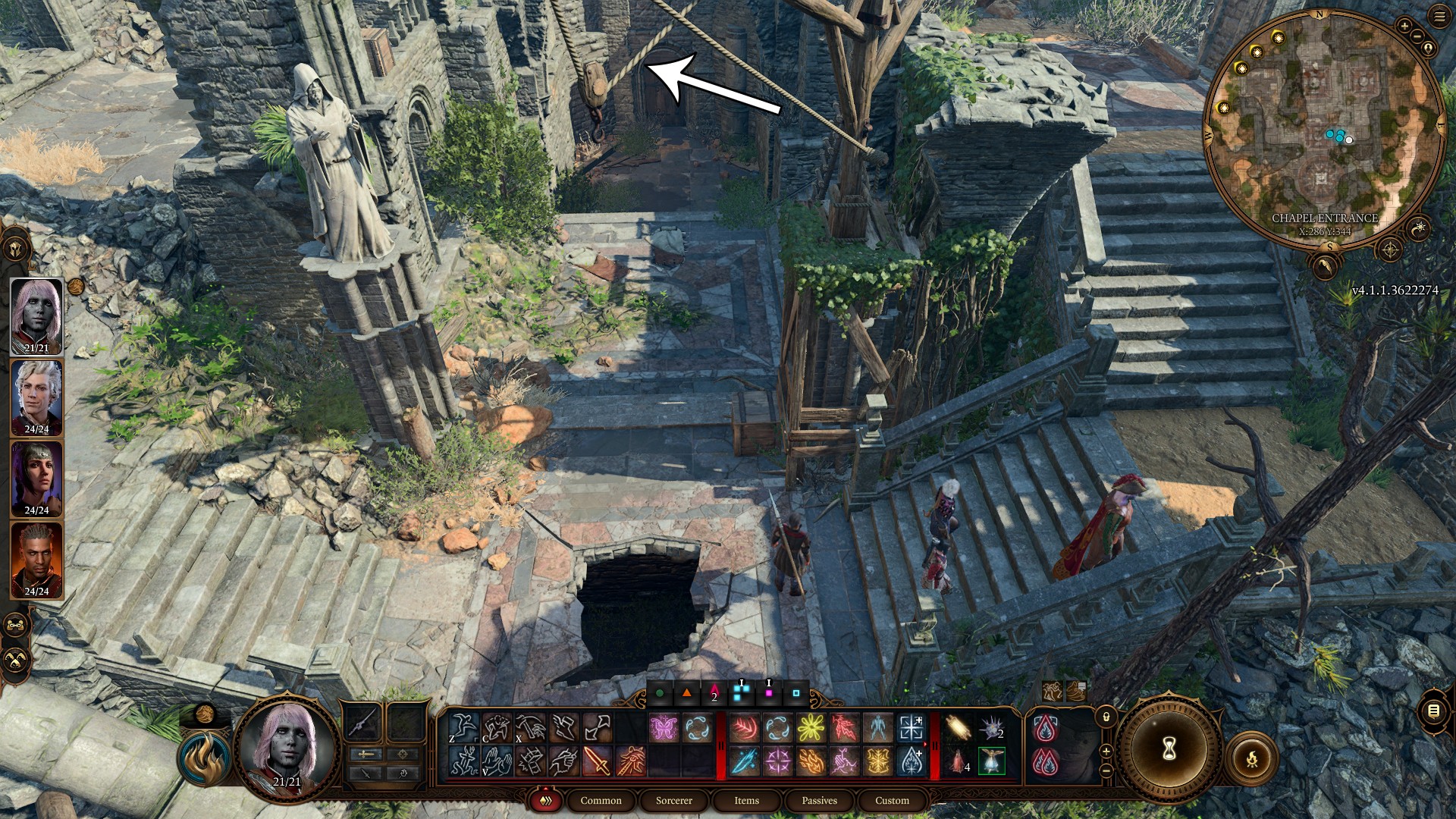 Hình ảnh bên ngoài khu tàn tích nơi bạn bắt đầu nhiệm vụ tìm Withers trong Baldur's Gate 3