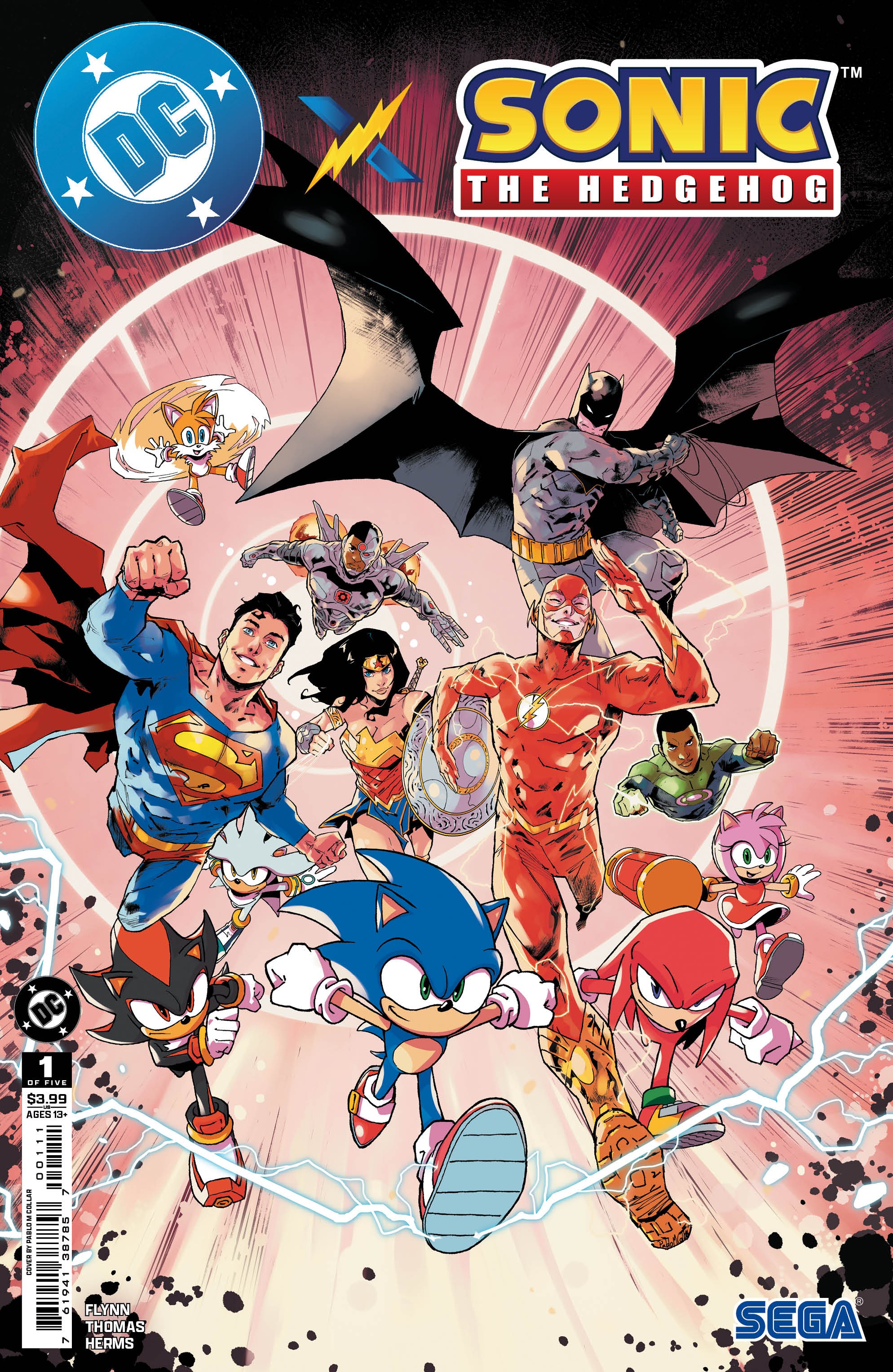 Hình ảnh bìa biến thể truyện tranh Sonic và DC comic crossover