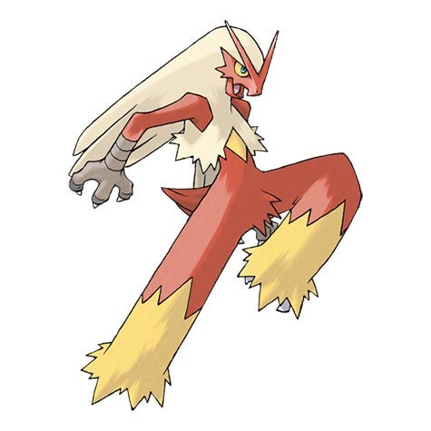 Hình ảnh Blaziken dạng thường trong Pokémon Go với ngọn lửa trên cổ tay