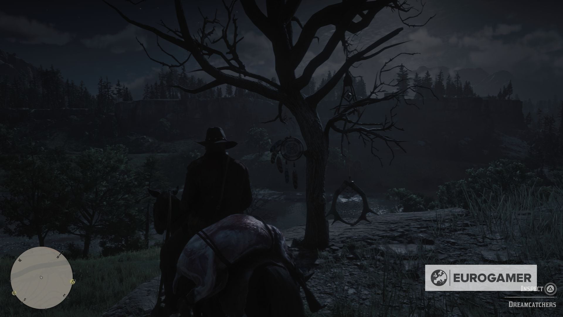 Hình ảnh Dreamcatcher 3 treo trên cây nhìn ra sông Dakota - RDR2