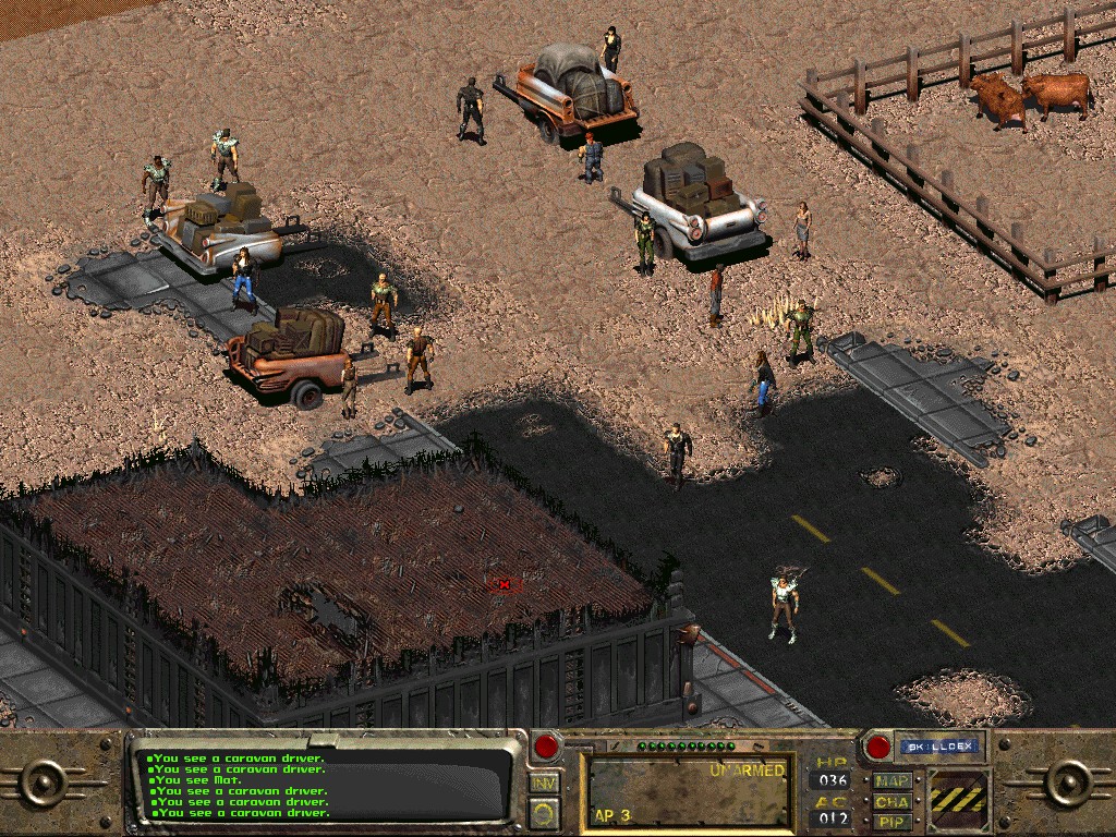 Hình ảnh Fallout, hiển thị Vault Dweller đến thành phố nhộn nhịp The Hub.