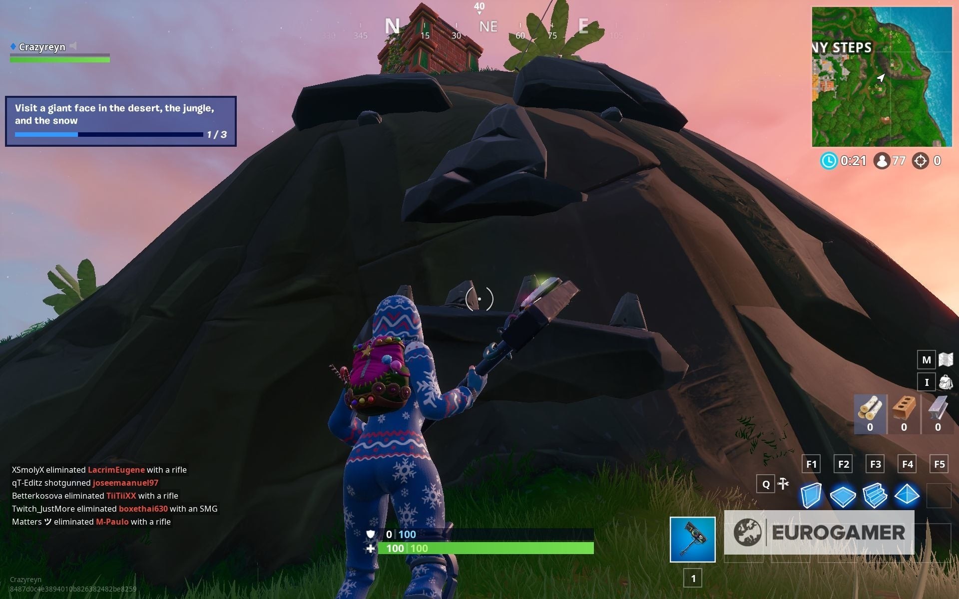 Hình ảnh khuôn mặt khổng lồ bằng đá trong khu rừng rậm Fortnite