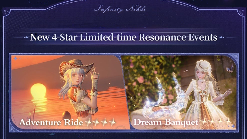 Hình ảnh nhá hàng banner Adventure Ride và Dream Banquet sắp ra mắt Infinity Nikki 1.3