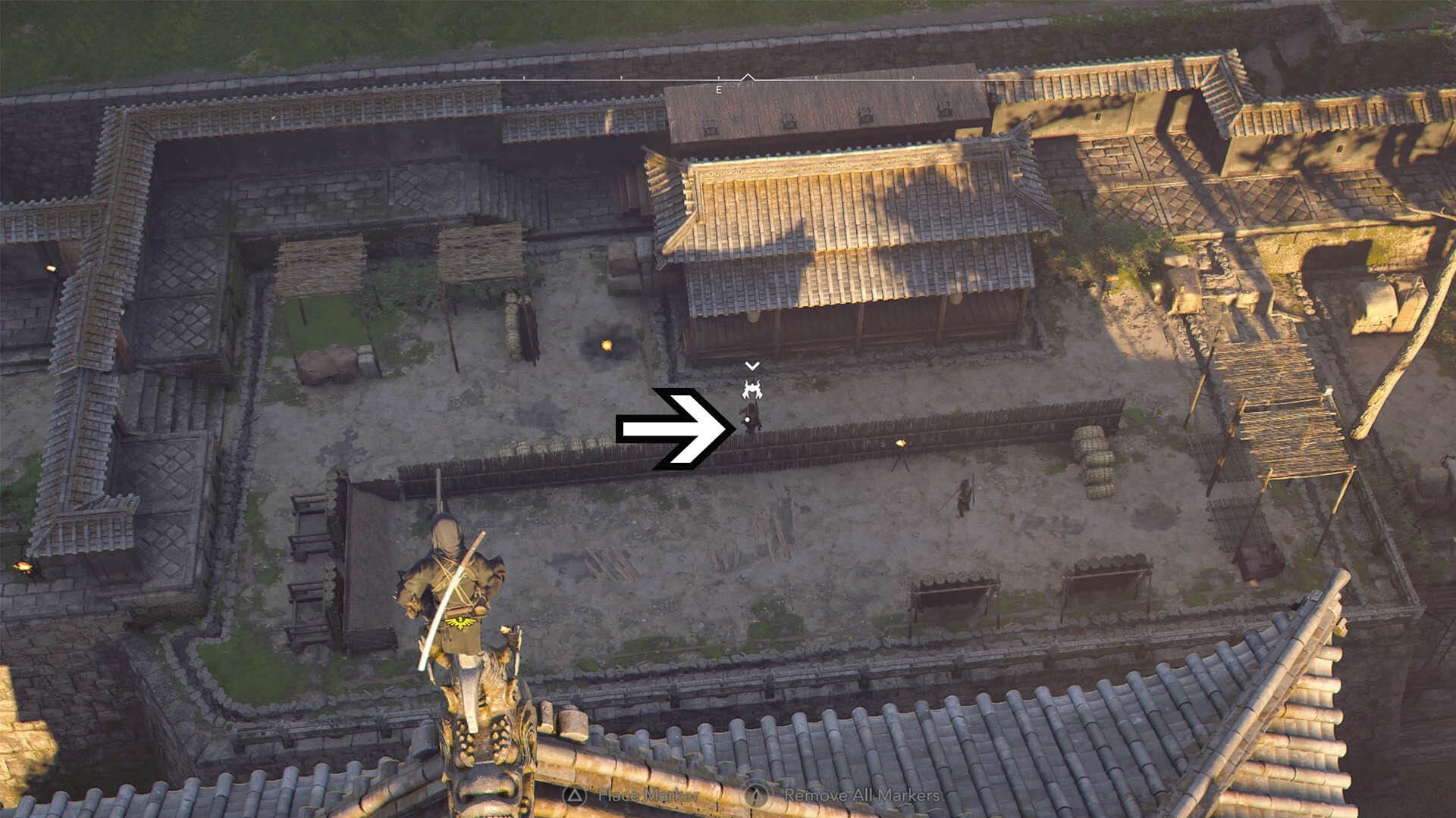 Hình ảnh Samurai thứ tư ở khu vực vòng ngoài Lâu đài Amagasaki, Assassin's Creed Shadows