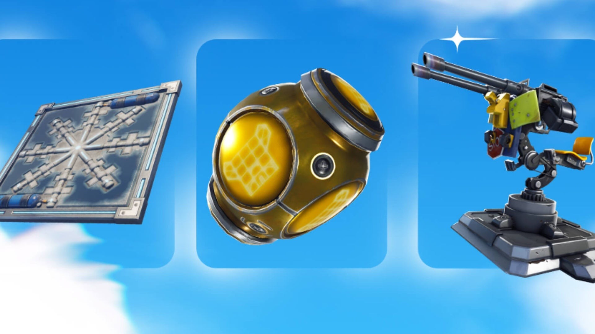 Hình ảnh vật phẩm Fortnite OG: Bẫy Lạnh, Pháo Đài Di Động và ụ Súng Gắn Kết