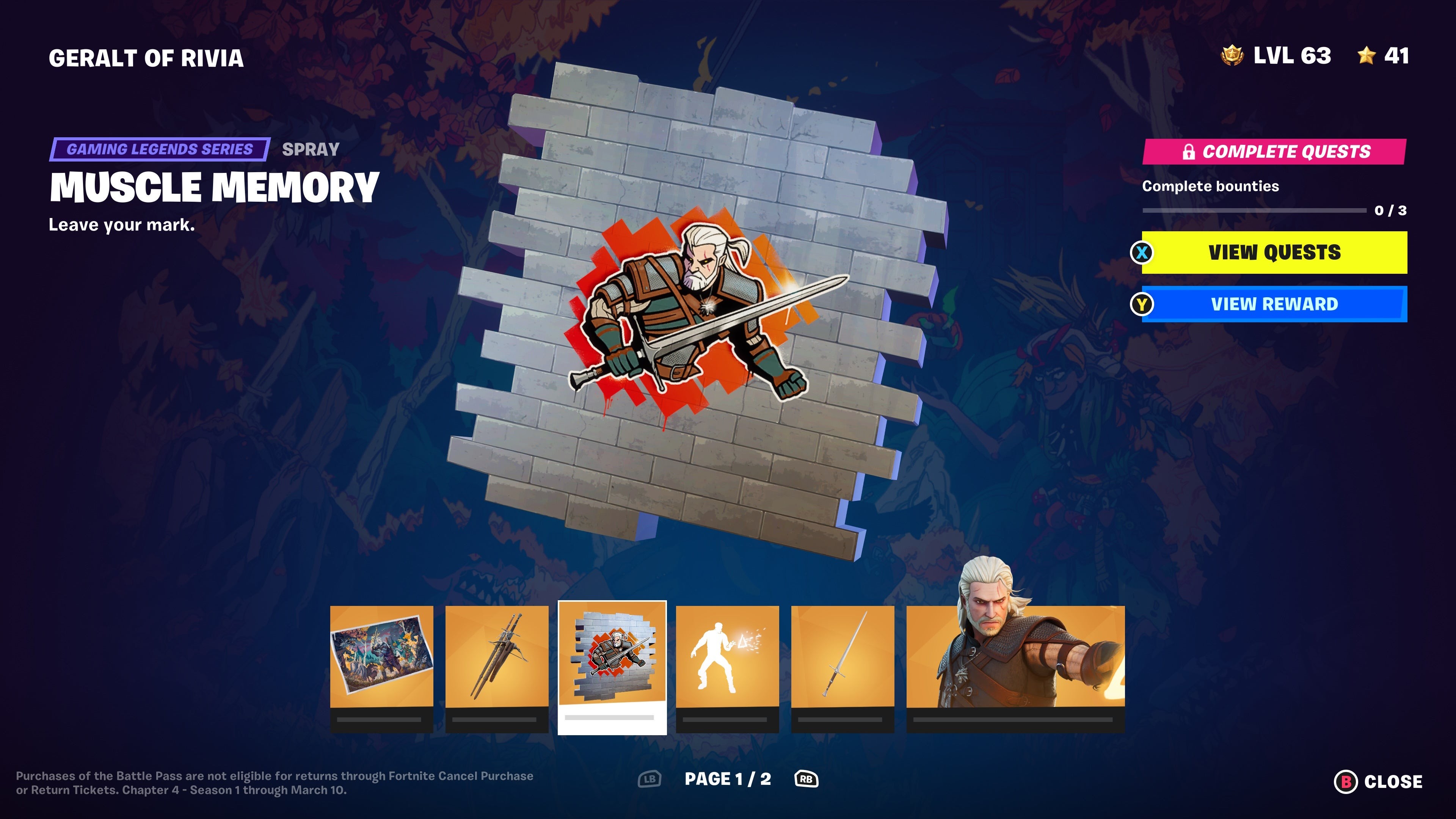 Hình phun Muscle Memory của Geralt
