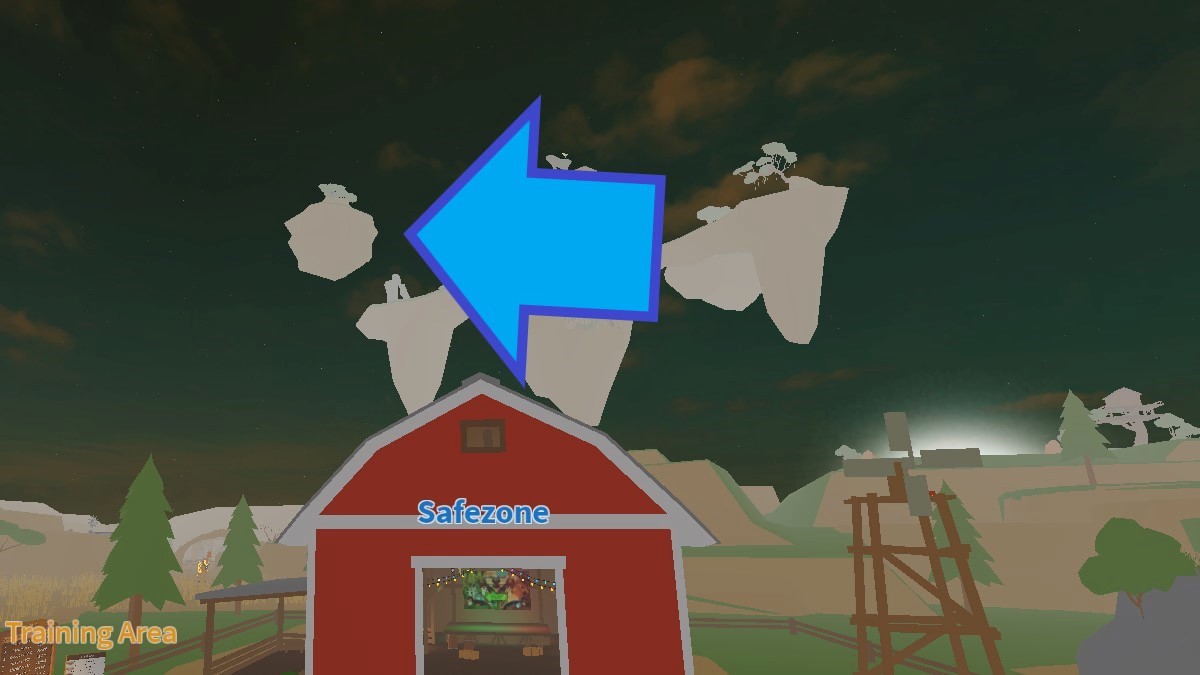 Hòn đảo nổi bên phải khu Safezone trong Animal Simulator