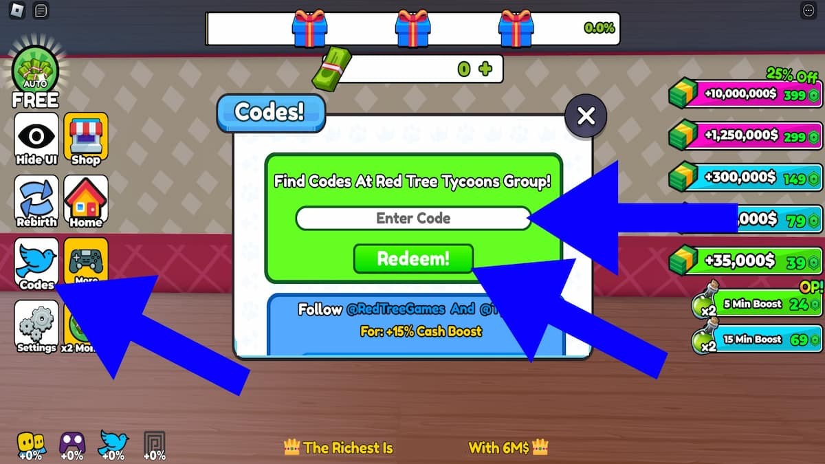 Hướng dẫn sử dụng mã code trong Sandwich Tycoon