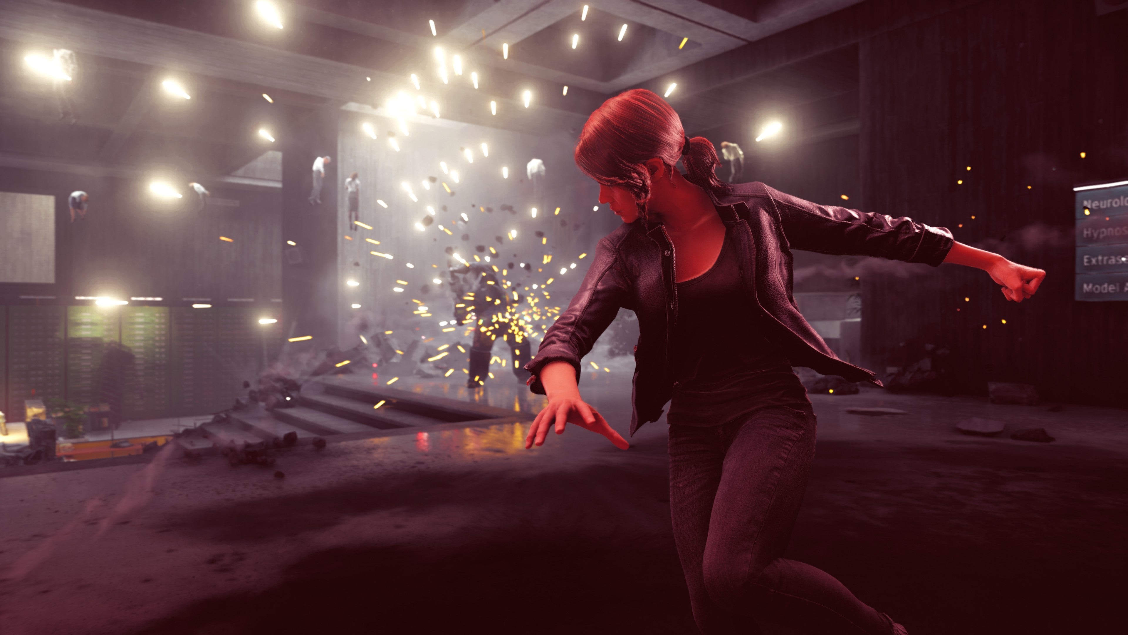 Jesse Faden sử dụng khả năng telekinetic để ném vật thể vào kẻ thù