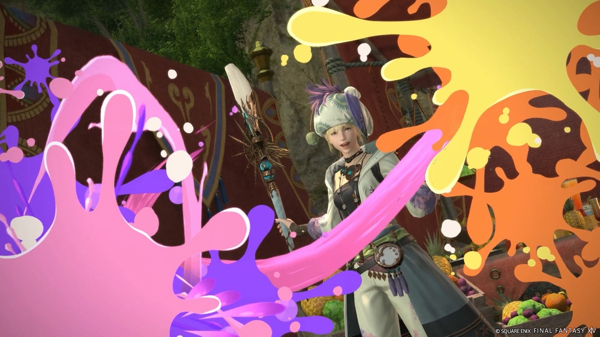 Job Pictomancer trong FF14 Dawntrail với hiệu ứng màu vẽ đặc trưng