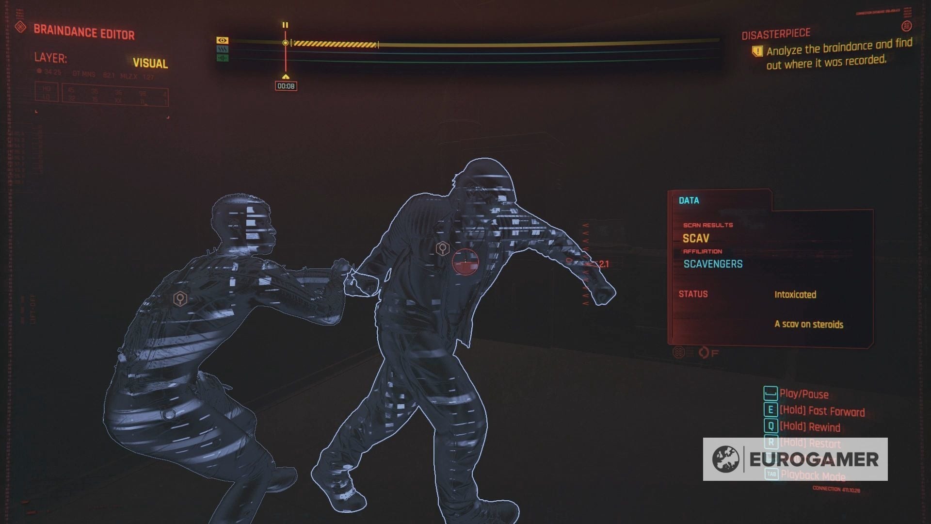 Kẻ bắt cóc thuộc băng Scav trong braindance Disasterpiece Cyberpunk 2077