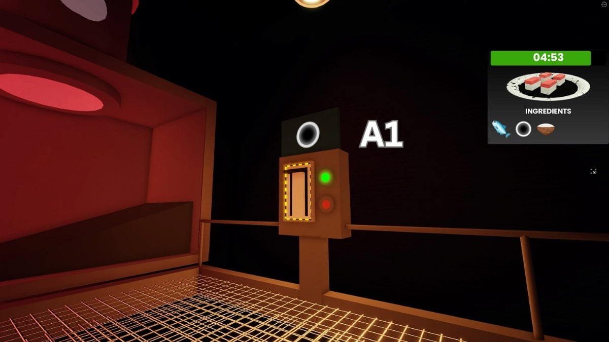 Kéo cần gạt để lấy nguyên liệu đặc biệt trong Roblox Scary Sushi