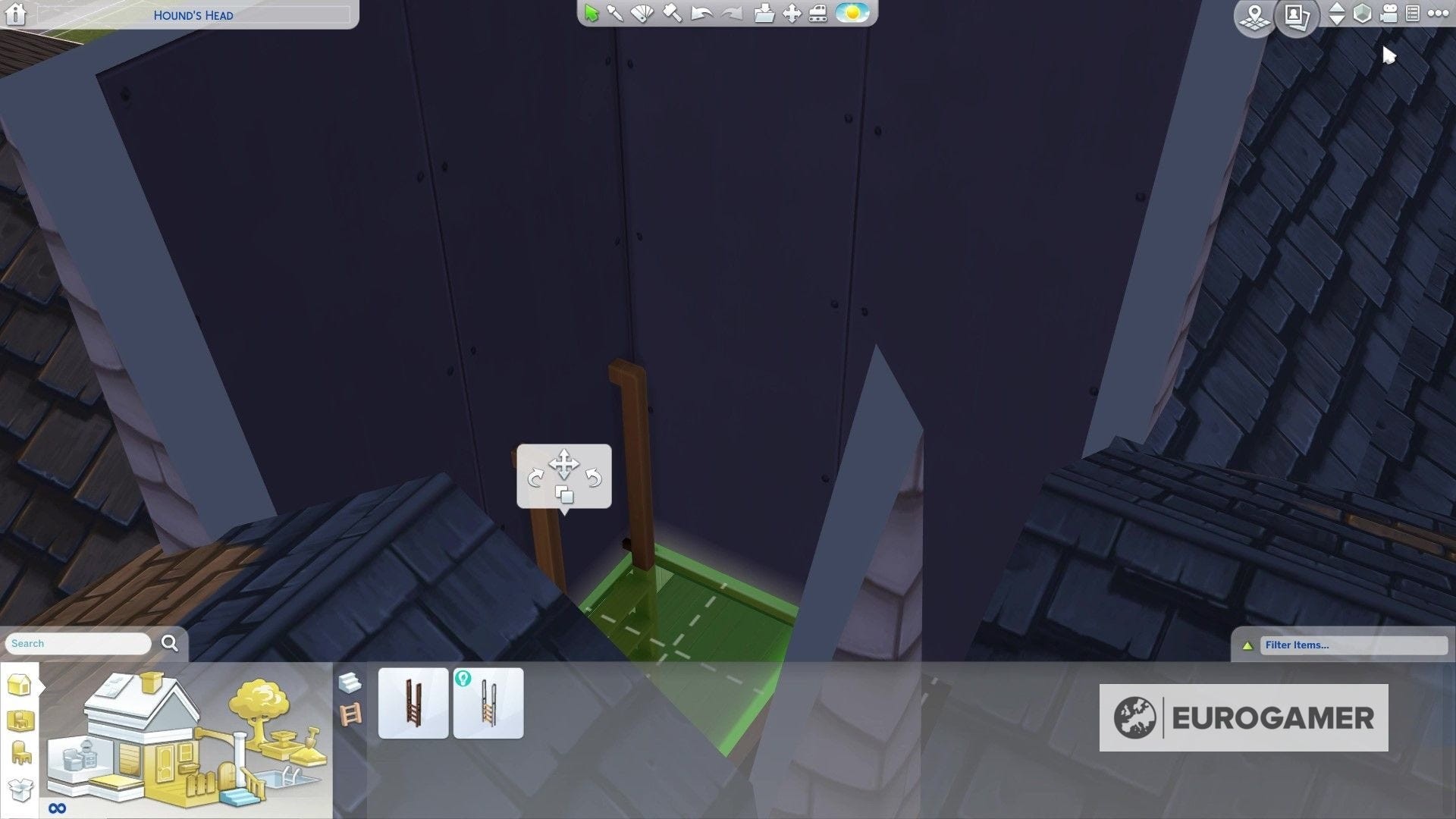 Không gian áp mái được tận dụng làm kho chứa đồ nhờ có thang trong The Sims 4