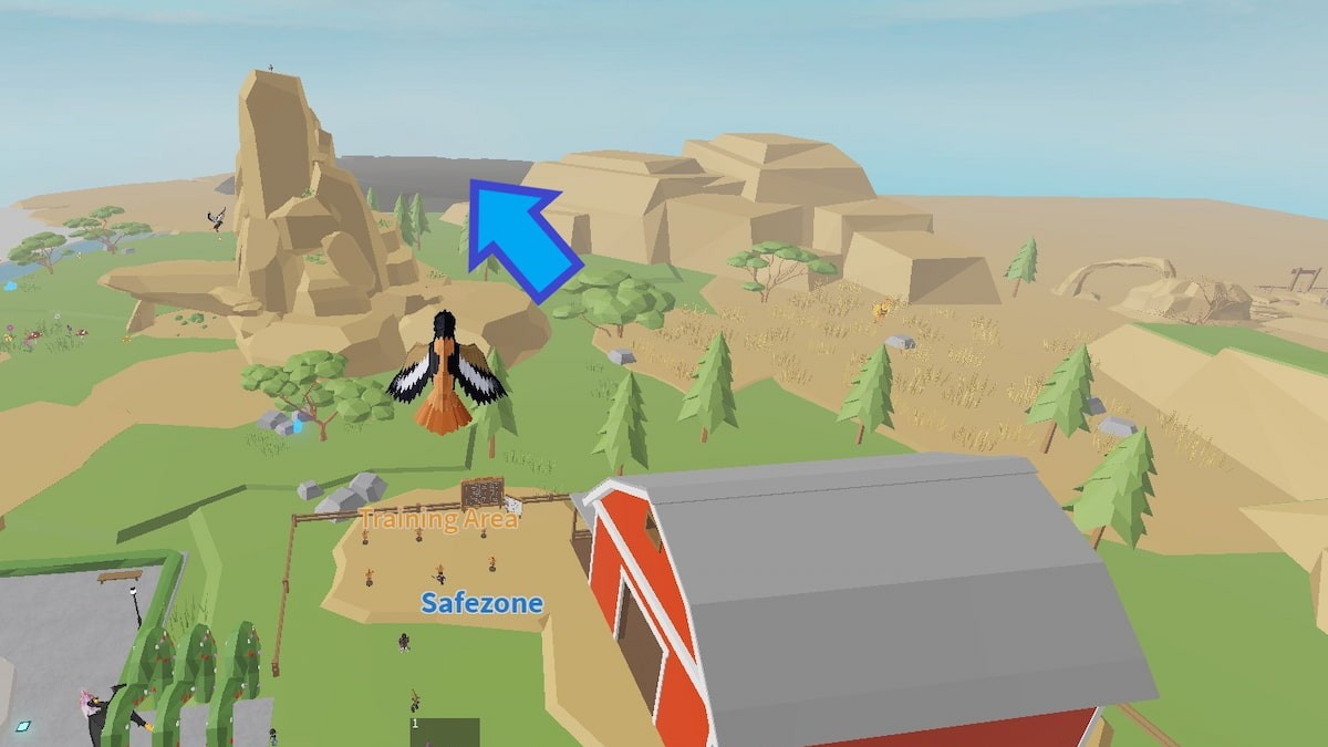 Khu vực núi lửa xám phía đông Safezone trong Animal Simulator