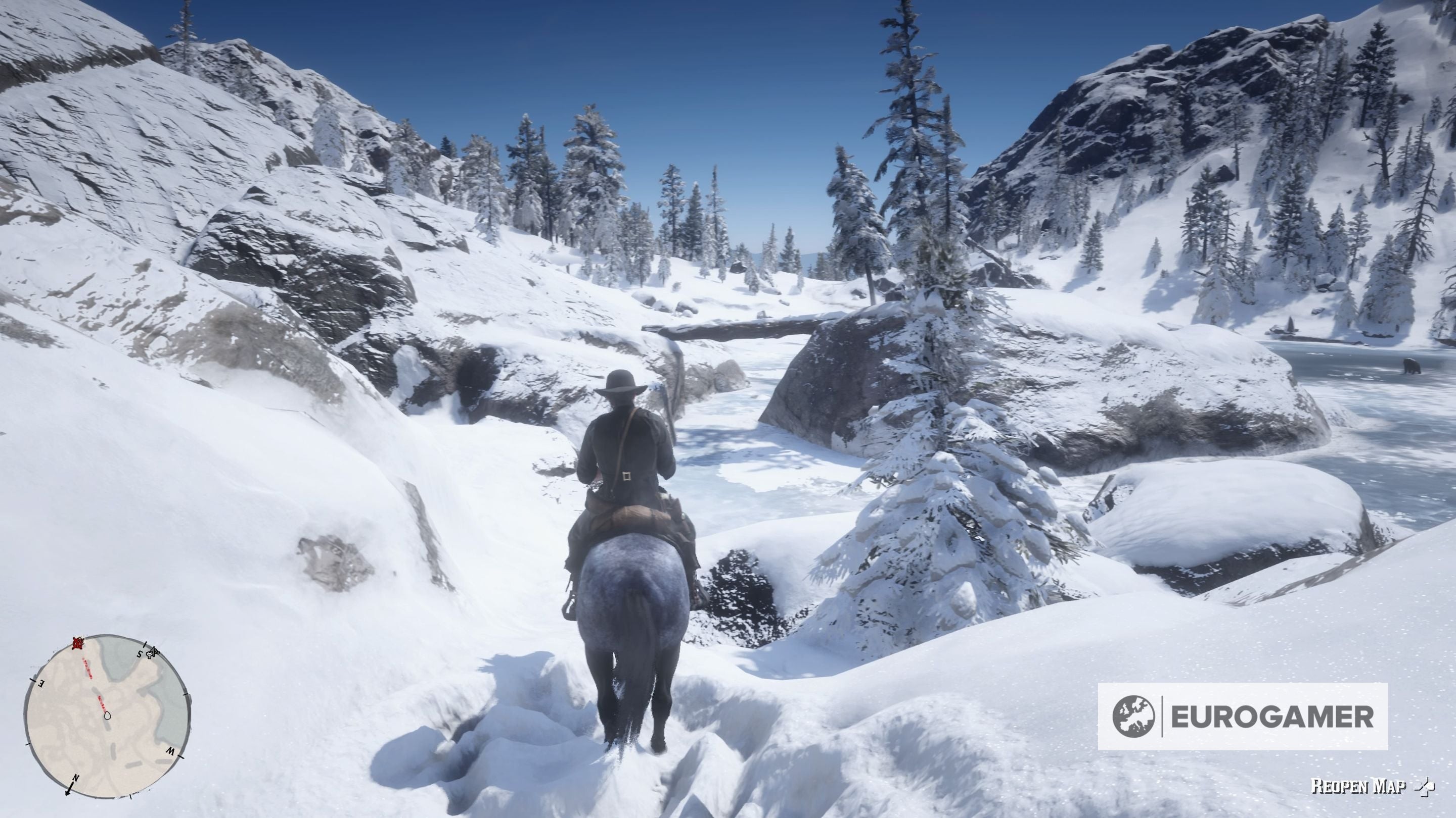 Khung cảnh hồ băng Barrow Lagoon trong Red Dead Redemption 2