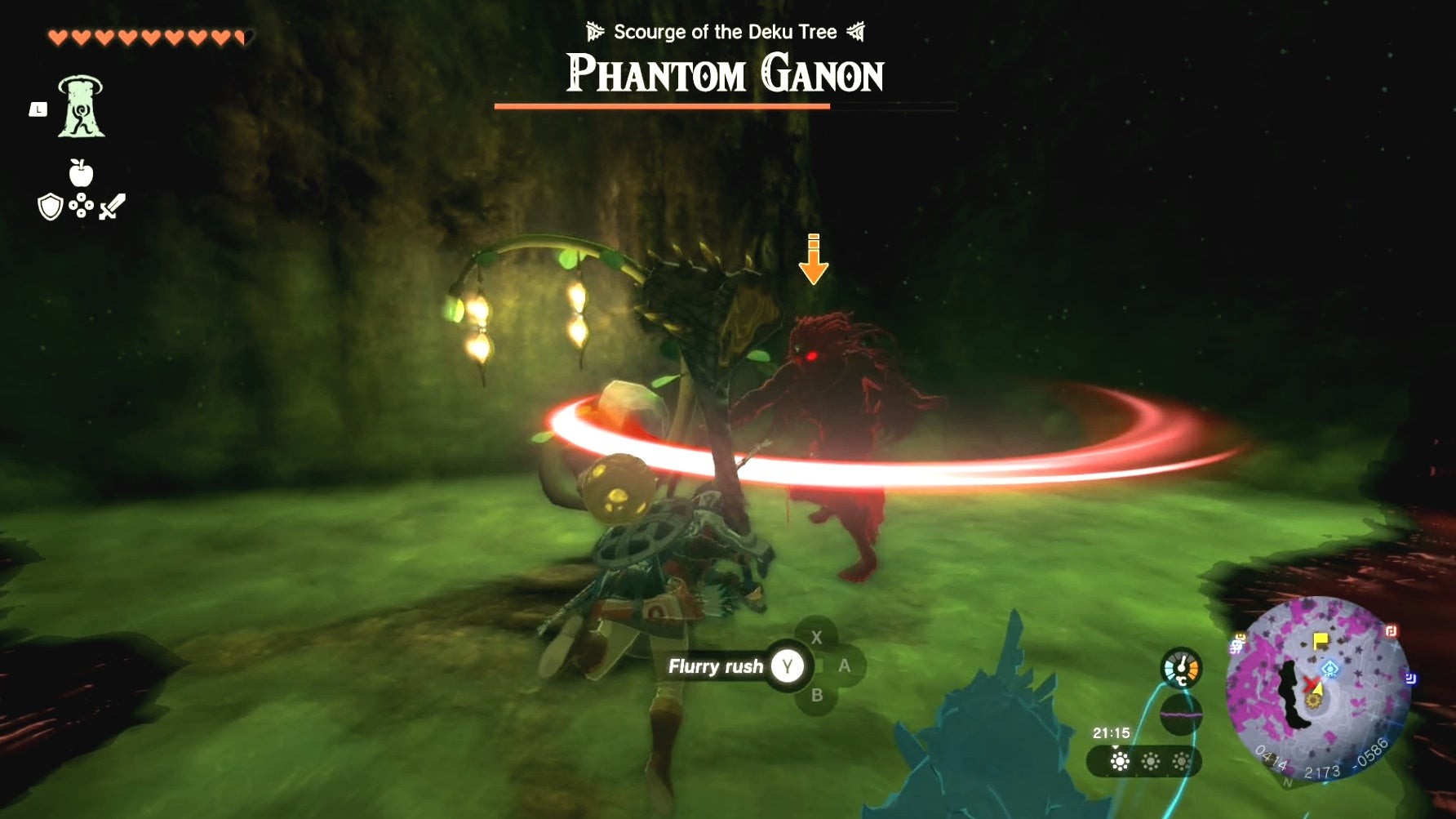Kích hoạt flurry rush khi đối đầu với Phantom Ganon