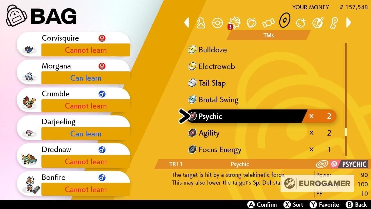 Kiểm tra Pokémon có thể học TR cụ thể trong Sword and Shield