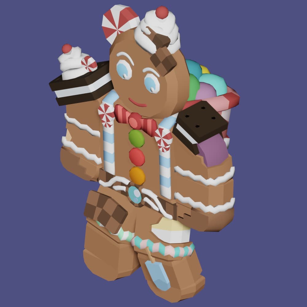 Kit Gingerbread Man Roblox Bedwars dùng Gumdrop tránh sát thương rơi