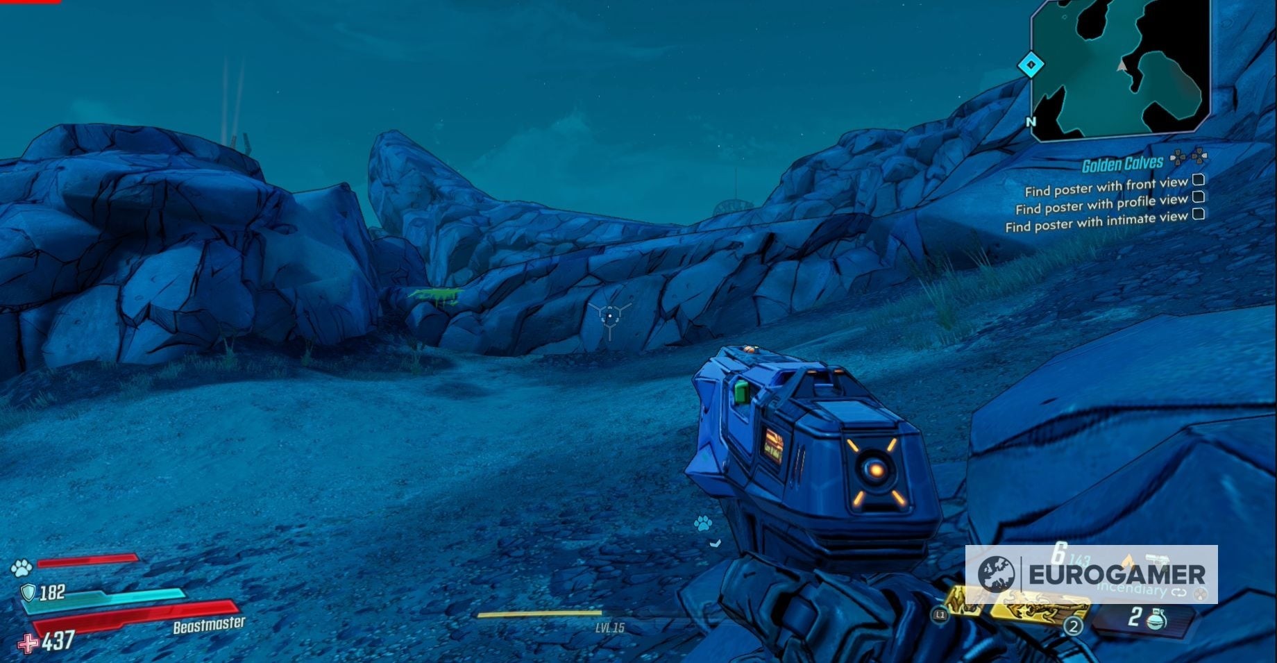 Leo lên bức tường sơn vàng để đến khu vực săn mồi của Skrakk - Borderlands 3