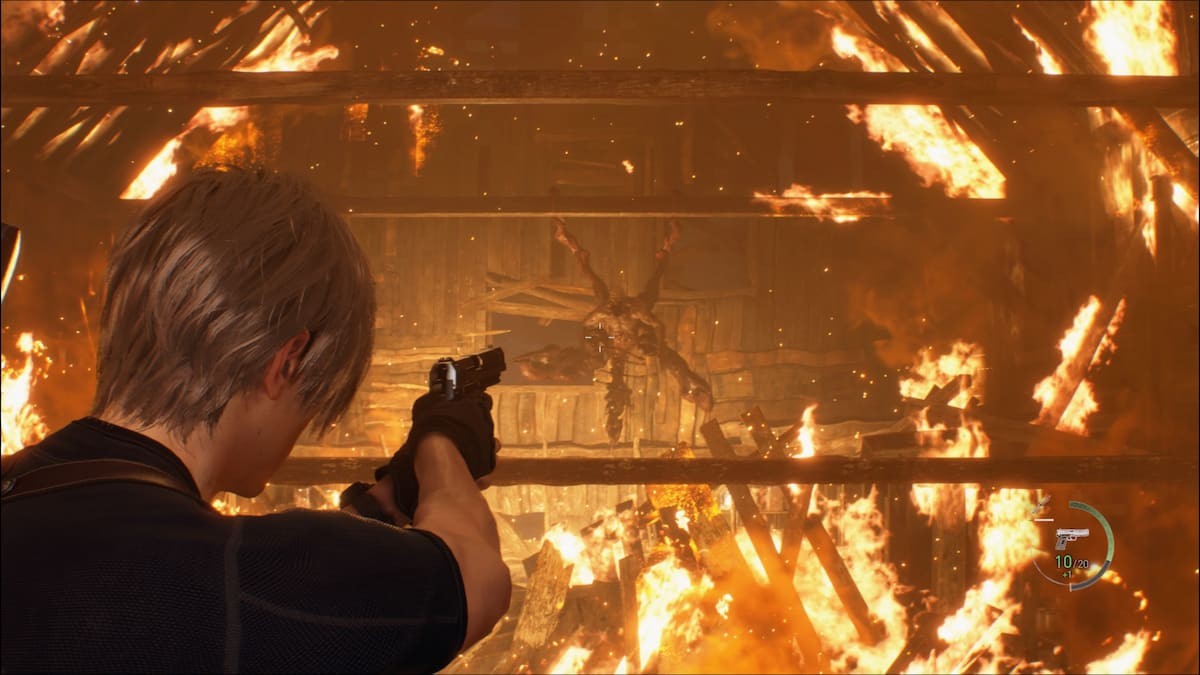 Leon S. Kennedy sử dụng vũ khí trong Resident Evil 4 Remake