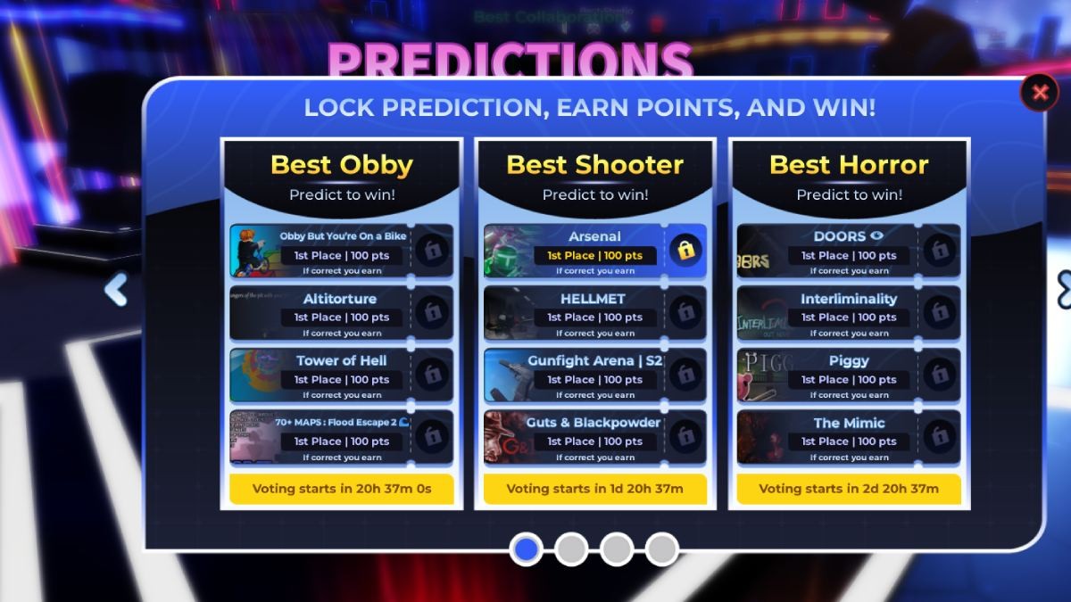 Lịch trình dự đoán các hạng mục tại Roblox Innovation Awards 2024