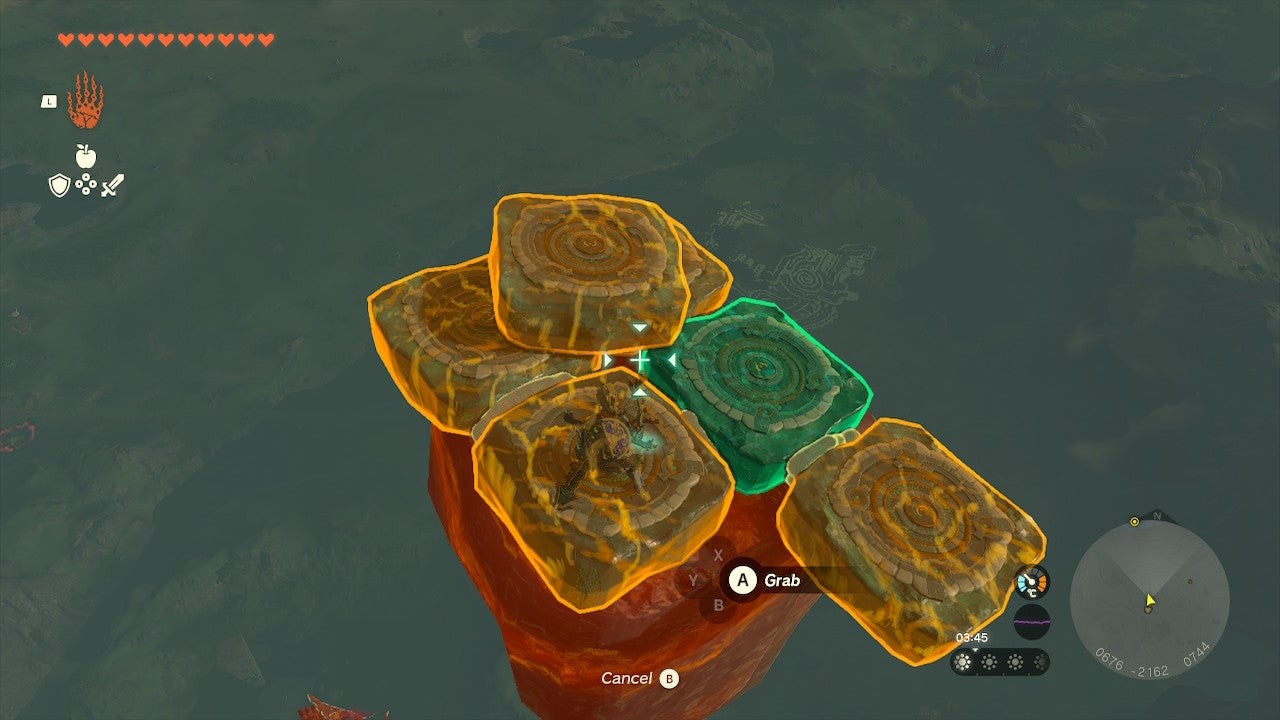 Link đang xây dựng một ngôi nhà tạm bợ trên một hòn đảo trời nhỏ trong The Legend of Zelda: Tears of the Kingdom