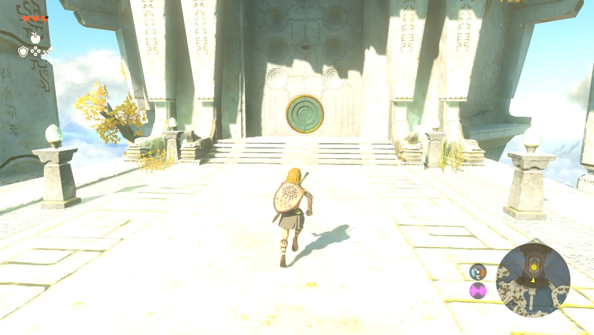 Link đối mặt với cánh cửa lớn của Đền Thời Gian trong Zelda Tears of the Kingdom