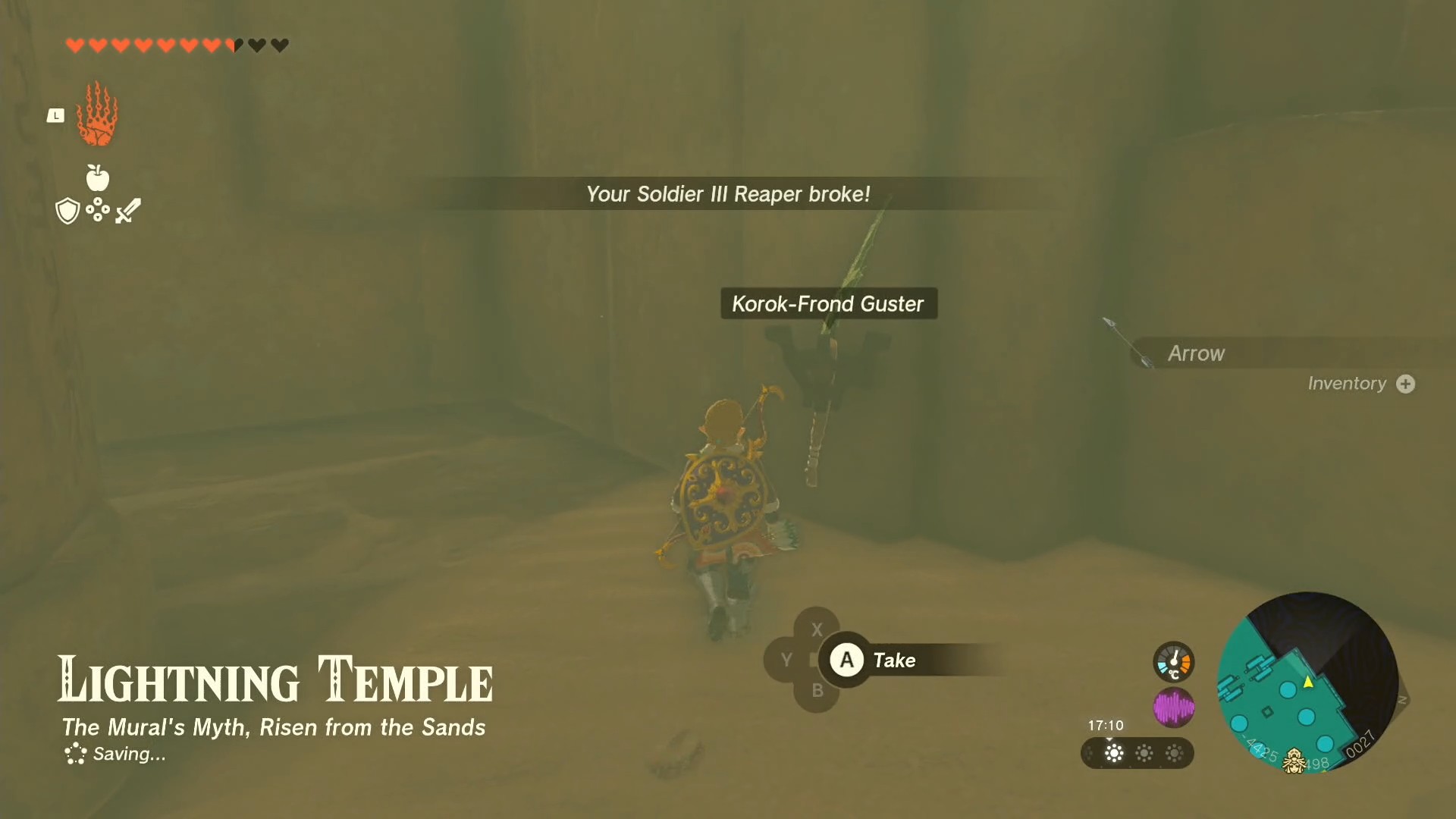 Link nhặt Korok-Frond Guster