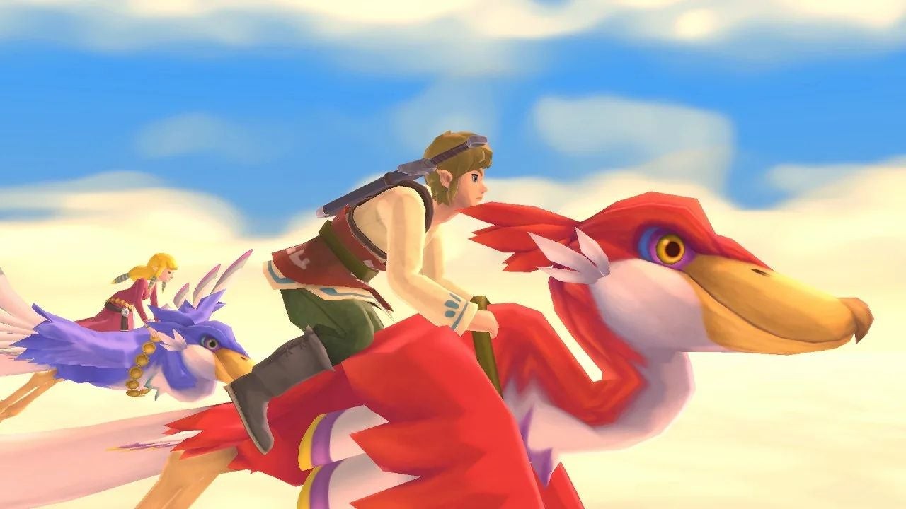 Link sử dụng Beetle để do thám trong một khu vực của Skyward Sword