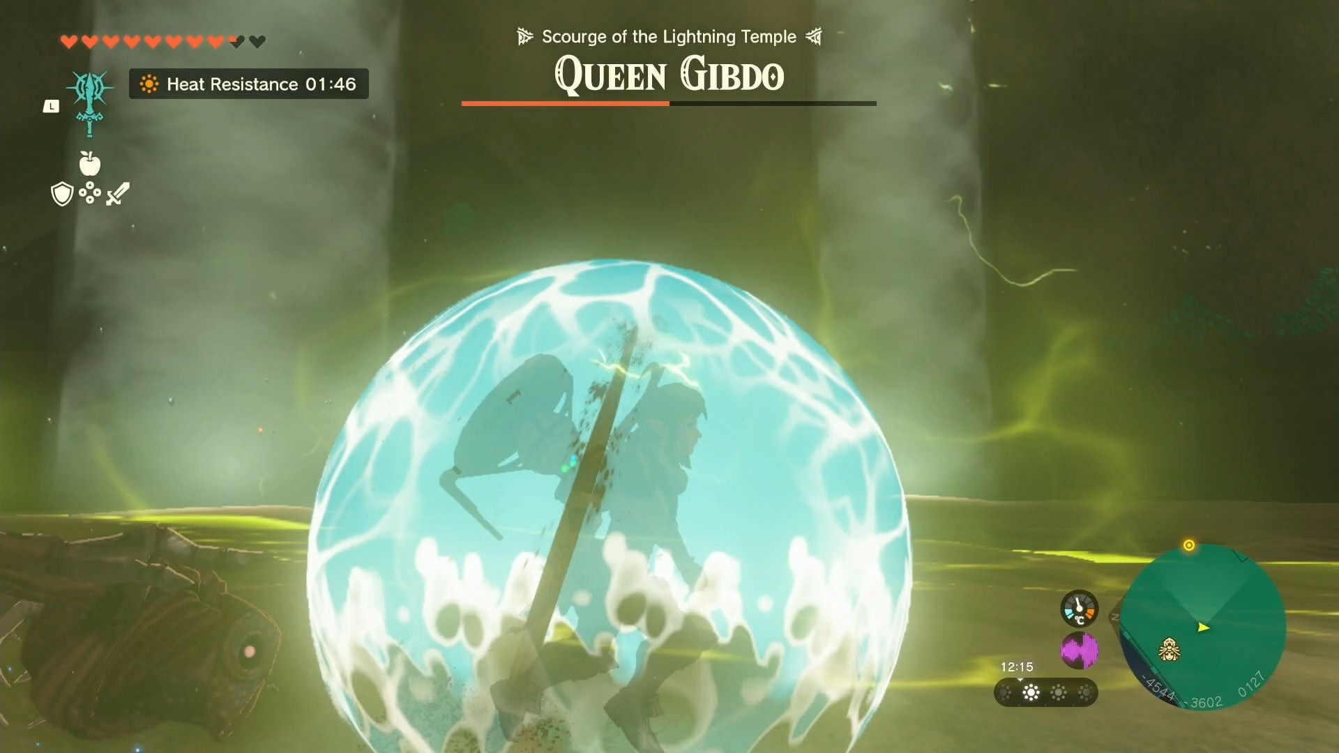 Link sử dụng kỹ năng của Sidon để chống lại đòn tấn công của Queen Gibdo