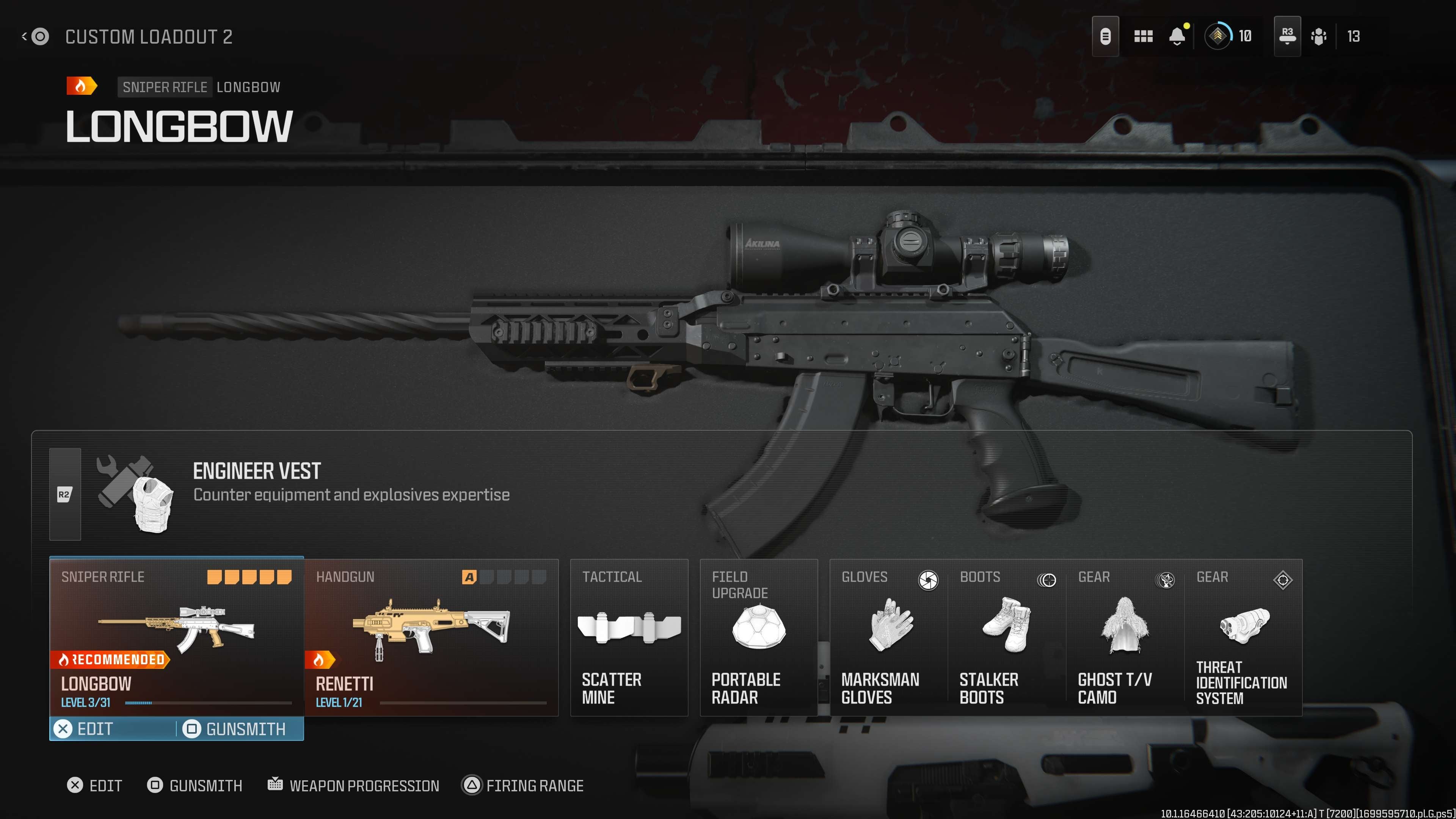 Loadout Longbow thay thế sử dụng Engineer Vest trong MW3 cho thấy lựa chọn perk và gear khác biệt.